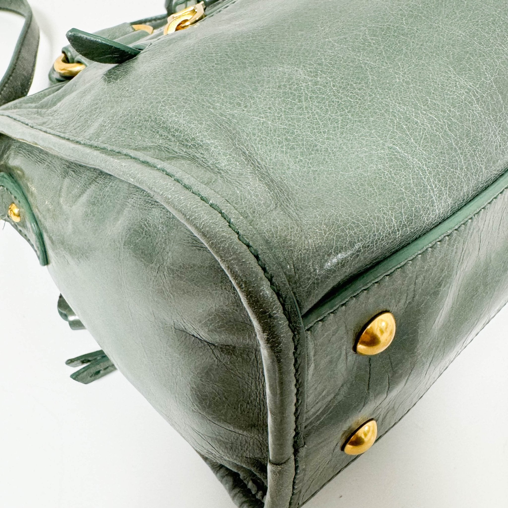 MIU MIU Vitello Shine Calf Leather Crossbody / Handbag Agave Green, in , Sold by HIVE PRELOVED - Handle Bags, Shoulder Bags,