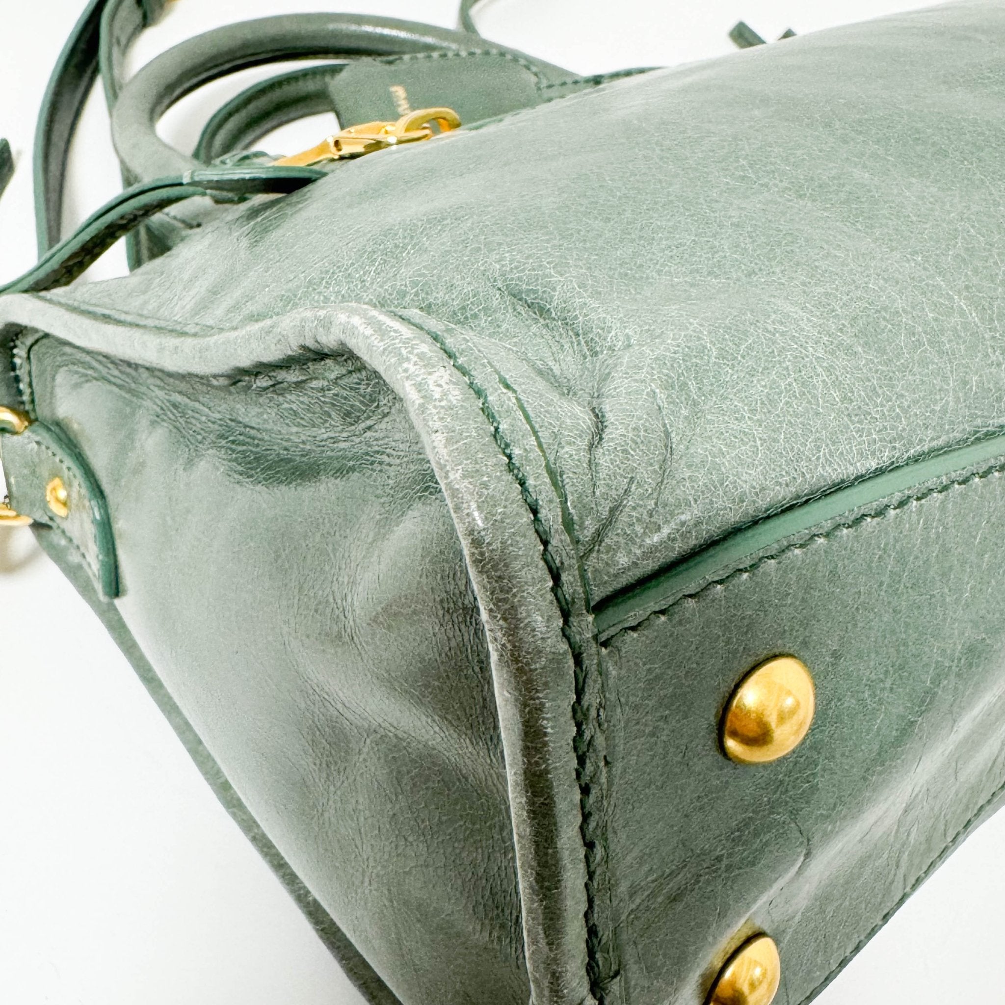 MIU MIU Vitello Shine Calf Leather Crossbody / Handbag Agave Green, in , Sold by HIVE PRELOVED - Handle Bags, Shoulder Bags,
