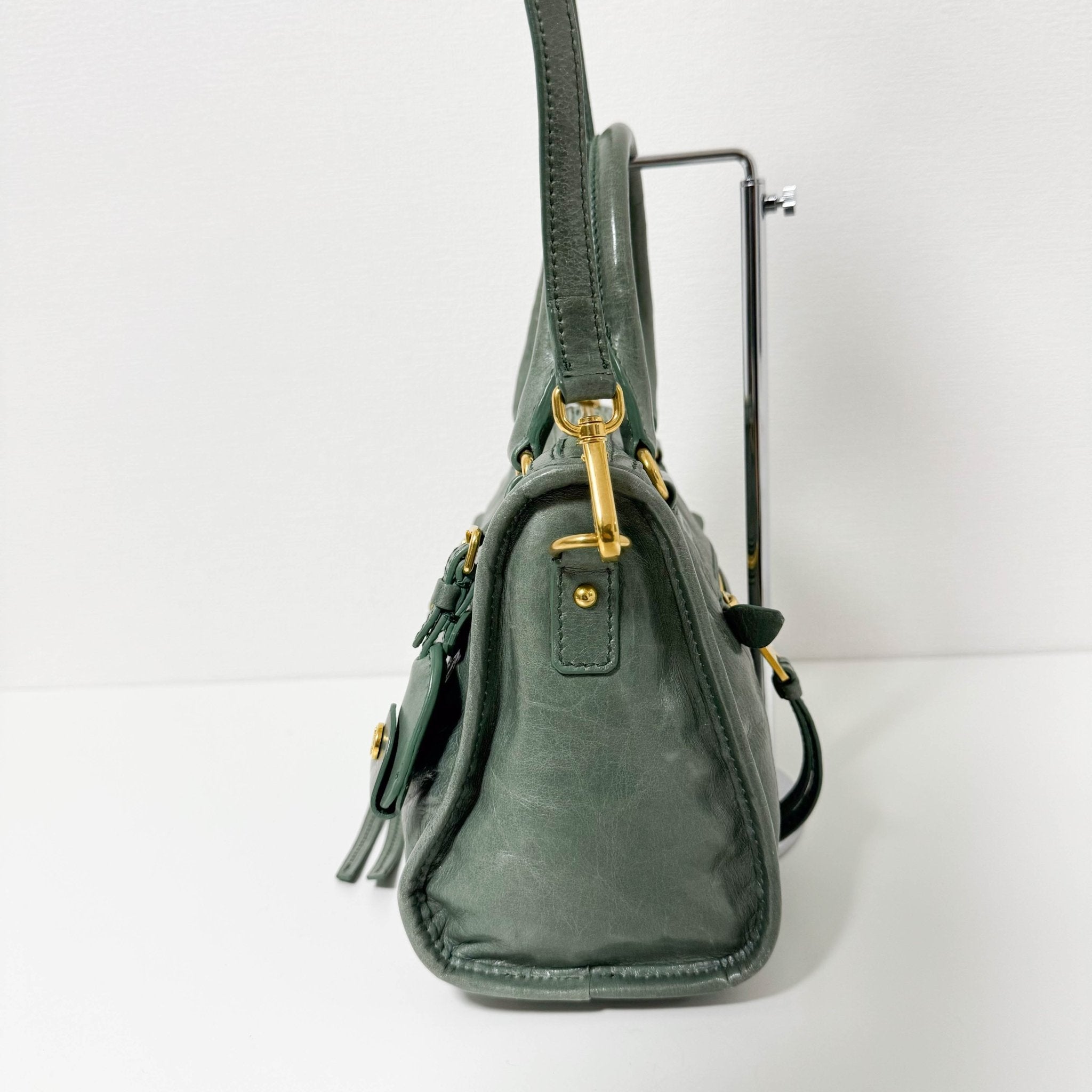 MIU MIU Vitello Shine Calf Leather Crossbody / Handbag Agave Green, in , Sold by HIVE PRELOVED - Handle Bags, Shoulder Bags,