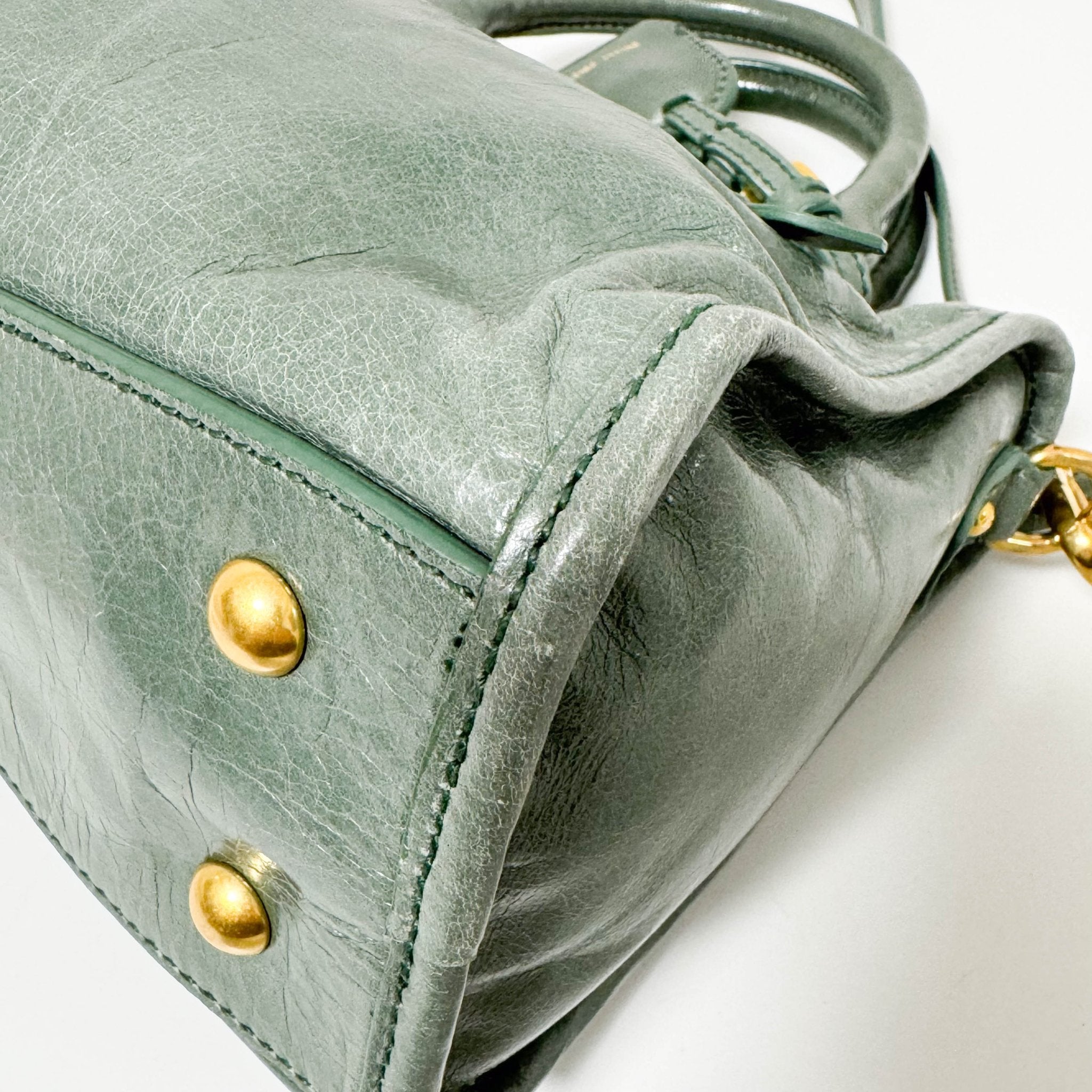 MIU MIU Vitello Shine Calf Leather Crossbody / Handbag Agave Green, in , Sold by HIVE PRELOVED - Handle Bags, Shoulder Bags,