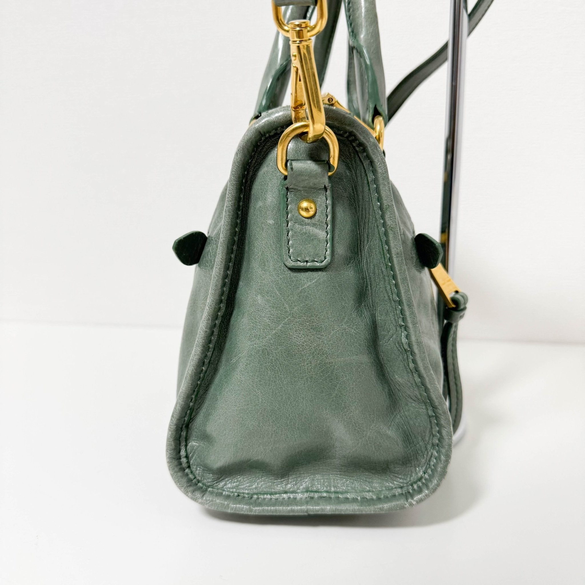 MIU MIU Vitello Shine Calf Leather Crossbody / Handbag Agave Green, in , Sold by HIVE PRELOVED - Handle Bags, Shoulder Bags,