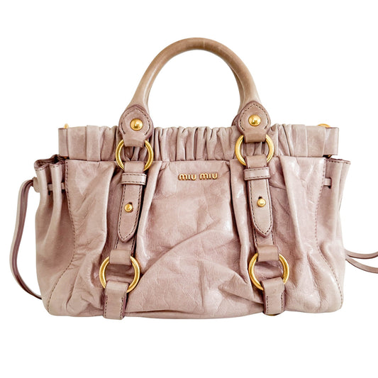 MIU MIU Vitello Small Pink Double Handle Handbag (Without Crossbody Strap), in , Sold by HIVE PRELOVED - Shoulder Bags, ,