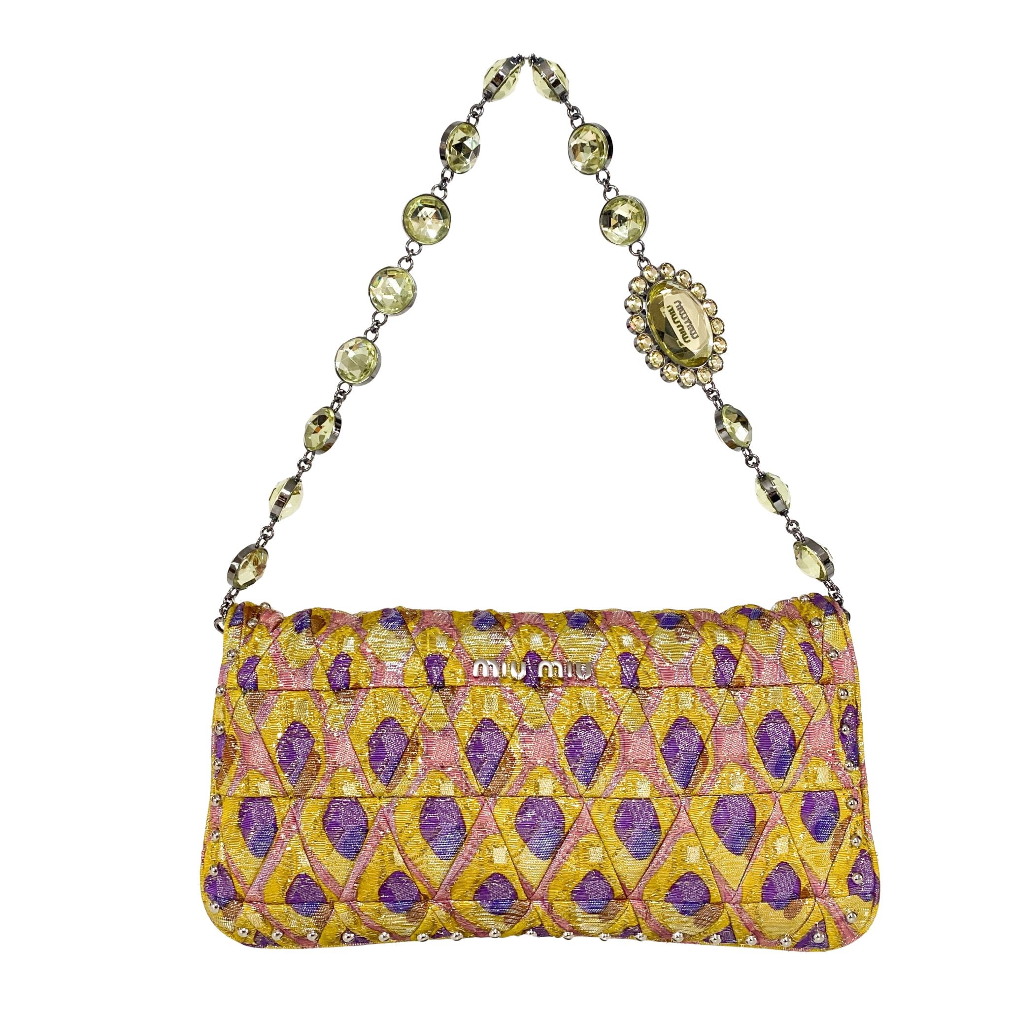 MIU MIU Yellow Canvas and Crystal Shoulder Bag, in , Sold by HIVE PRELOVED - Shoulder Bags, ,