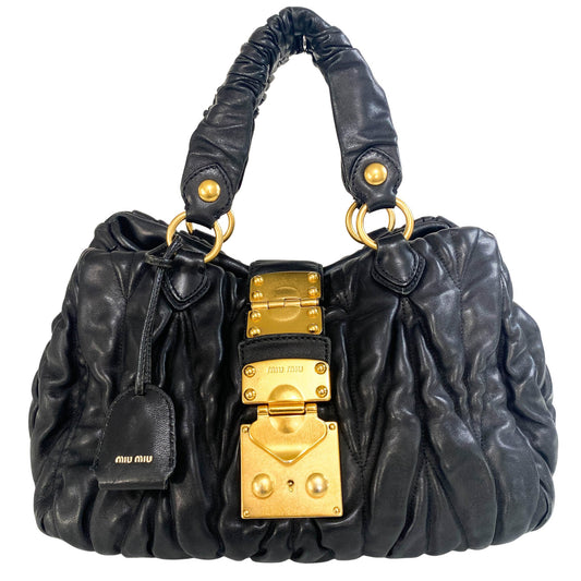 MIUMIU Matelassé Black Leather Tote, in , Sold by HIVE PRELOVED - Totes, ,