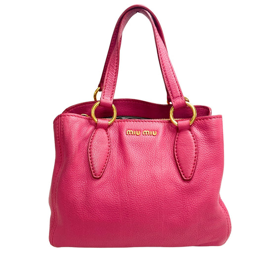 MIUMIU Vitello Caribu Pink Handle Shoulder Bag, in , Sold by HIVE PRELOVED - Handle Bags, Shoulder Bags,