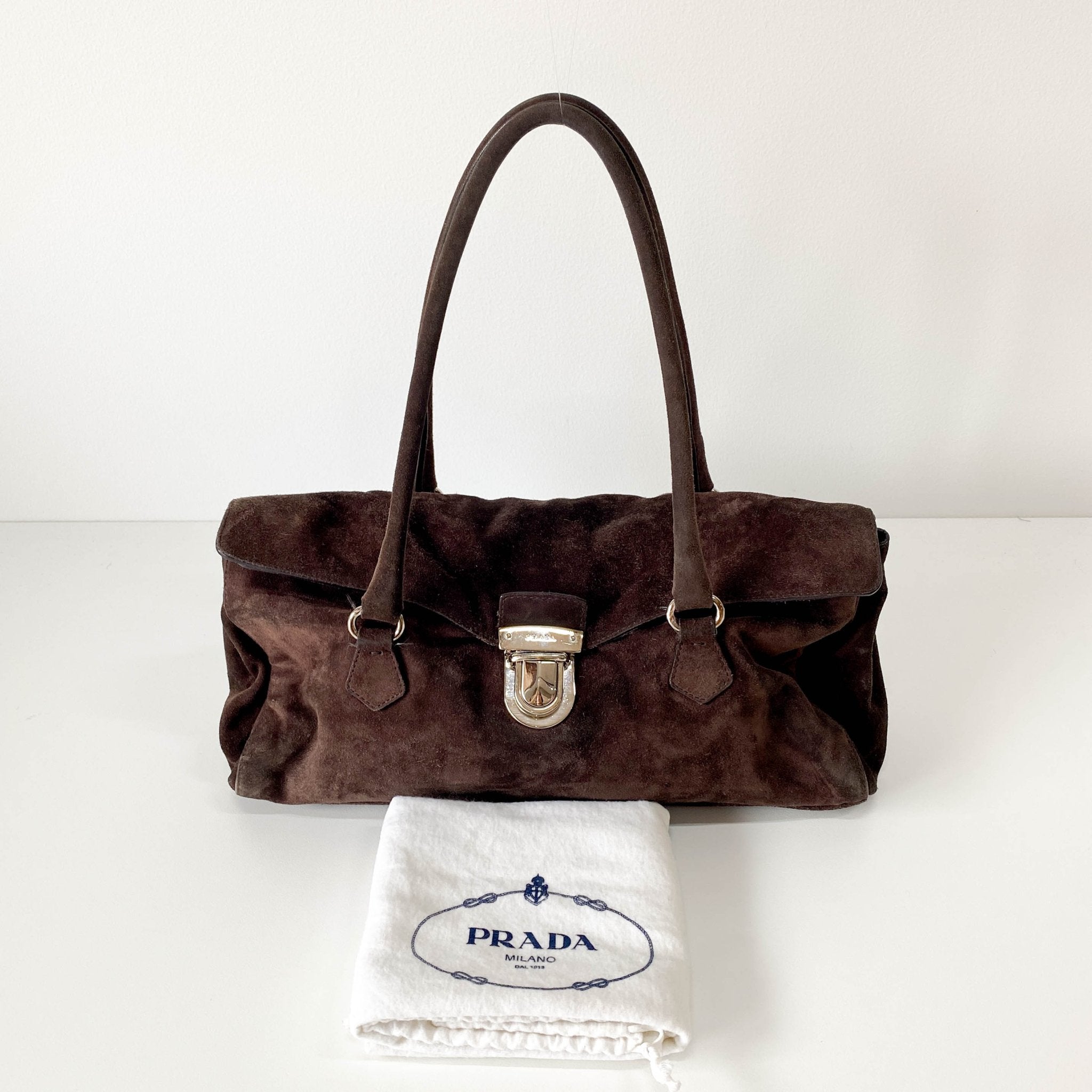 PRADA Archive Suede Brown Shoulder Bag, in , Sold by HIVE PRELOVED - Shoulder Bags, ,