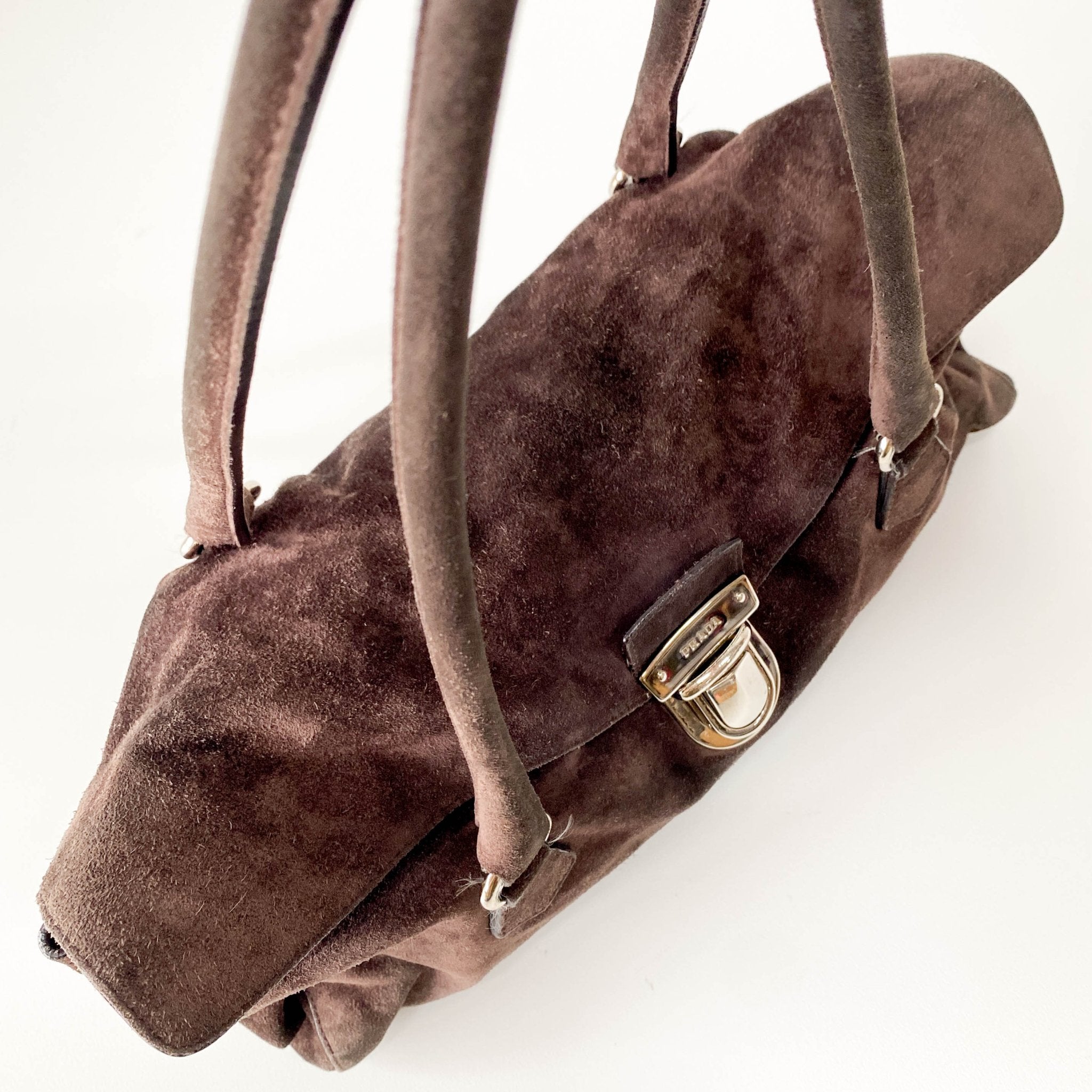 PRADA Archive Suede Brown Shoulder Bag, in , Sold by HIVE PRELOVED - Shoulder Bags, ,