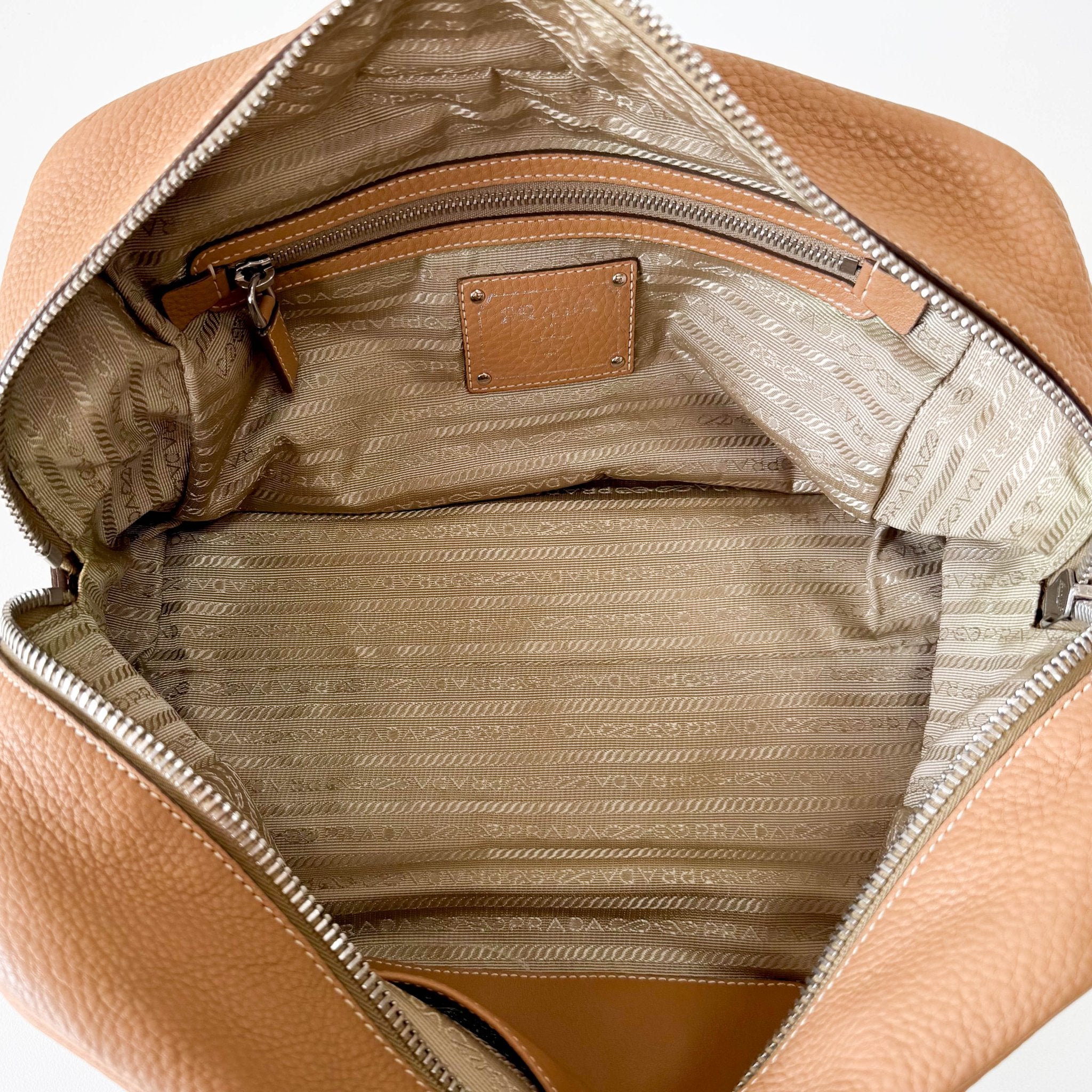 PRADA Beige Leather Bowling Shoulder Bag, in , Sold by HIVE PRELOVED - Shoulder Bags, ,