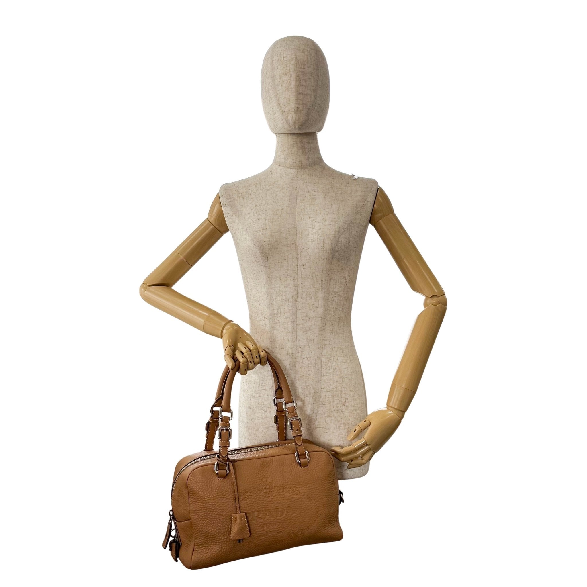 PRADA Beige Leather Bowling Shoulder Bag, in , Sold by HIVE PRELOVED - Shoulder Bags, ,