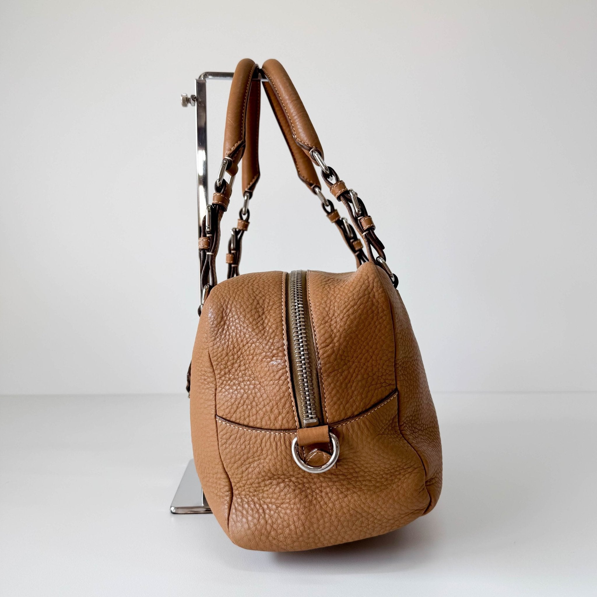 PRADA Beige Leather Bowling Shoulder Bag, in , Sold by HIVE PRELOVED - Shoulder Bags, ,