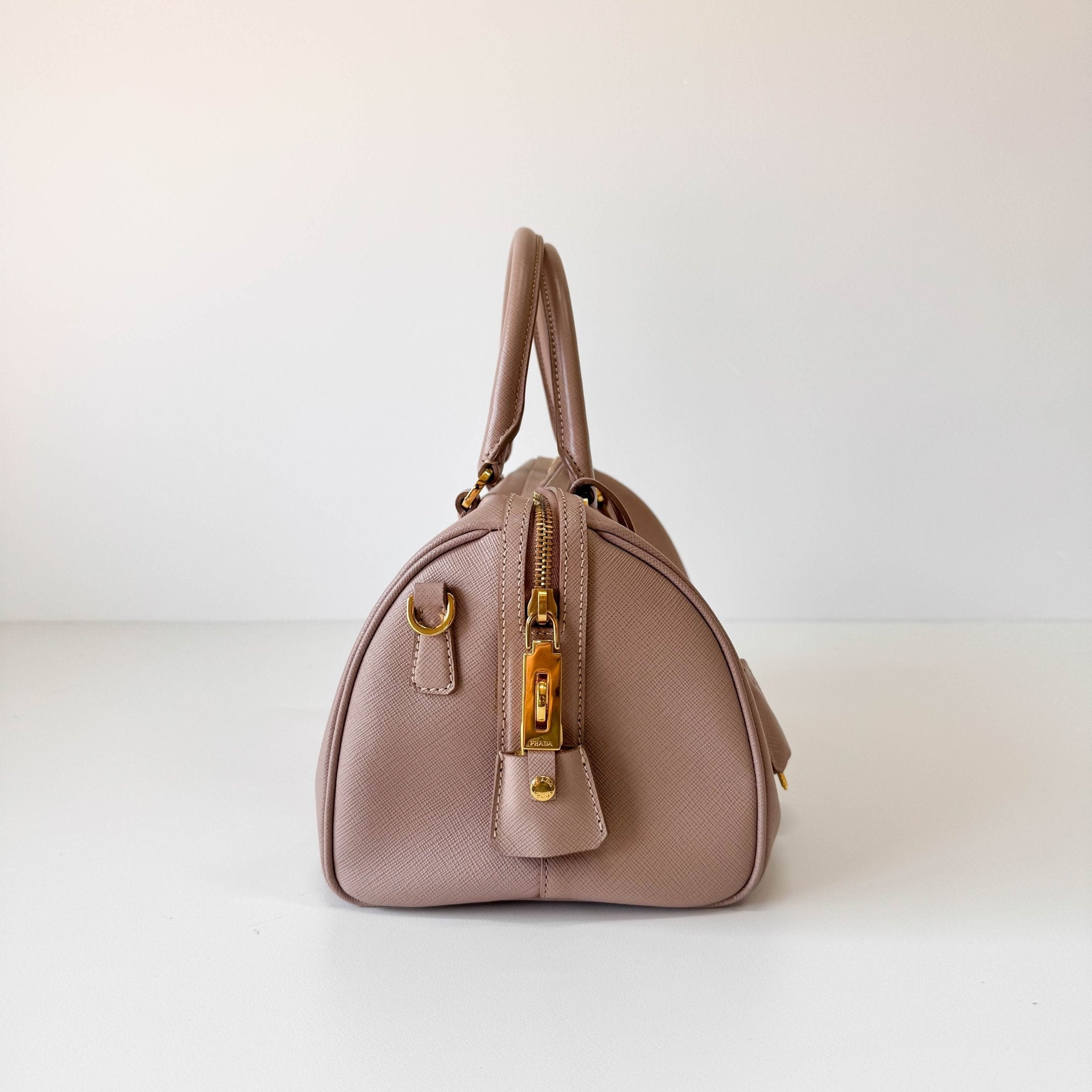 PRADA Beige Pink Leather Top Handle Bag, in , Sold by HIVE PRELOVED - Handle Bags, Shoulder Bags,