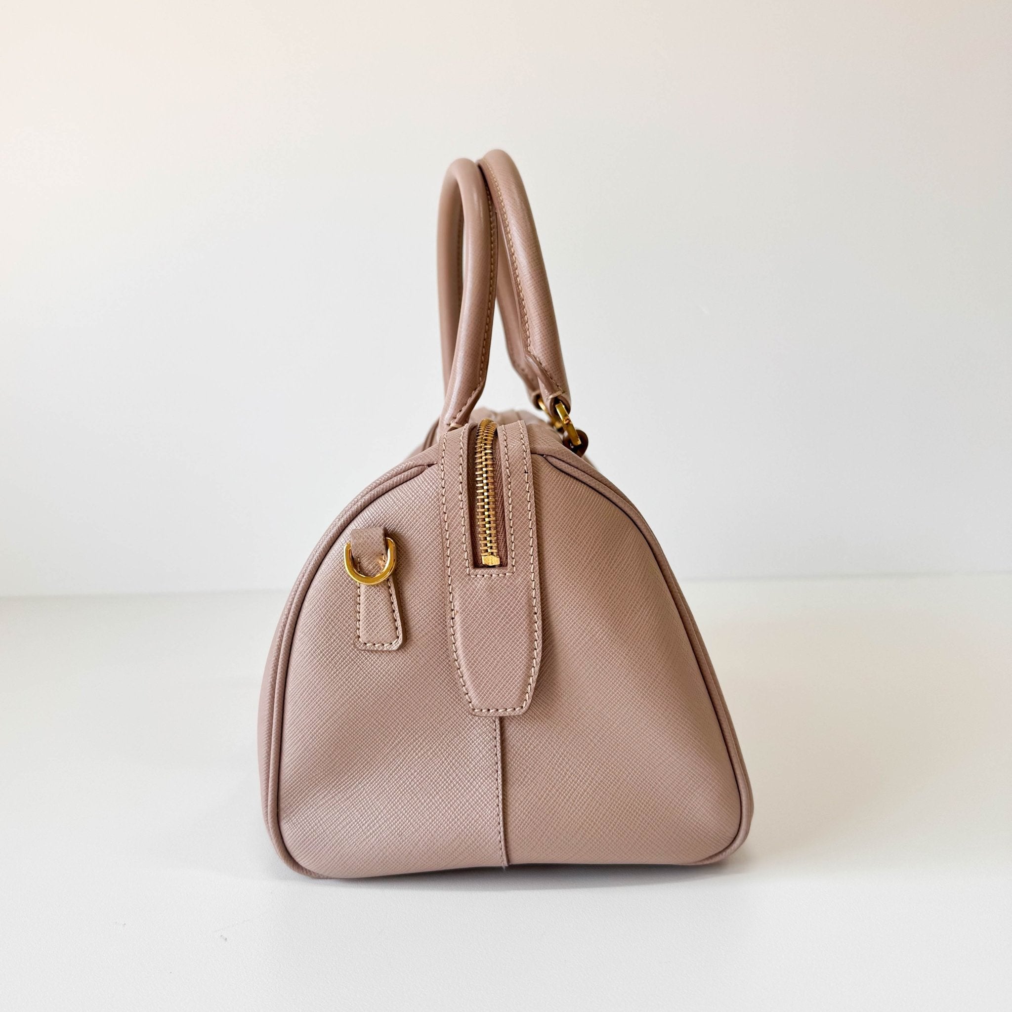 PRADA Beige Pink Leather Top Handle Bag, in , Sold by HIVE PRELOVED - Handle Bags, Shoulder Bags,