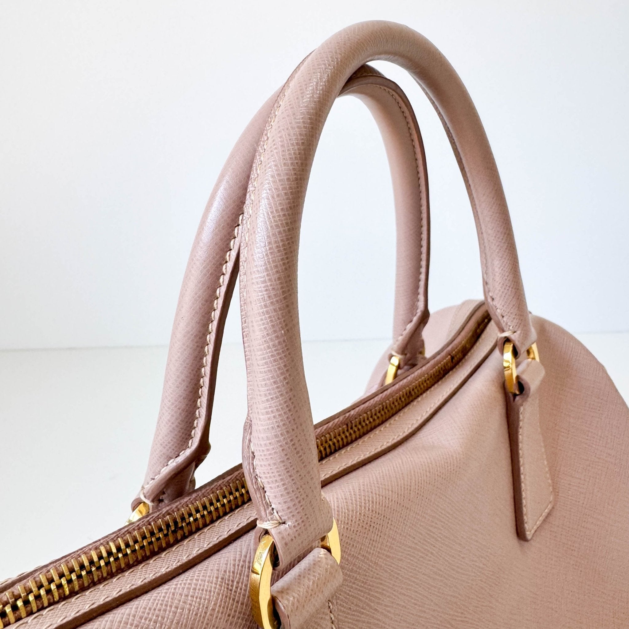 PRADA Beige Pink Leather Top Handle Bag, in , Sold by HIVE PRELOVED - Handle Bags, Shoulder Bags,
