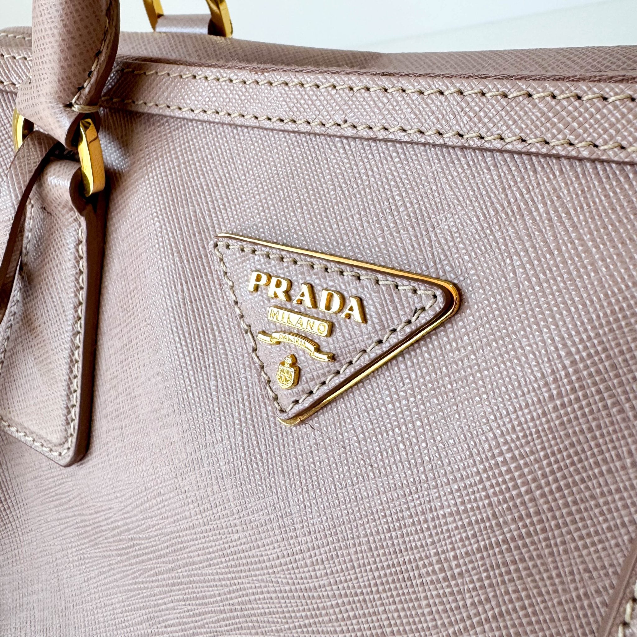 PRADA Beige Pink Leather Top Handle Bag, in , Sold by HIVE PRELOVED - Handle Bags, Shoulder Bags,