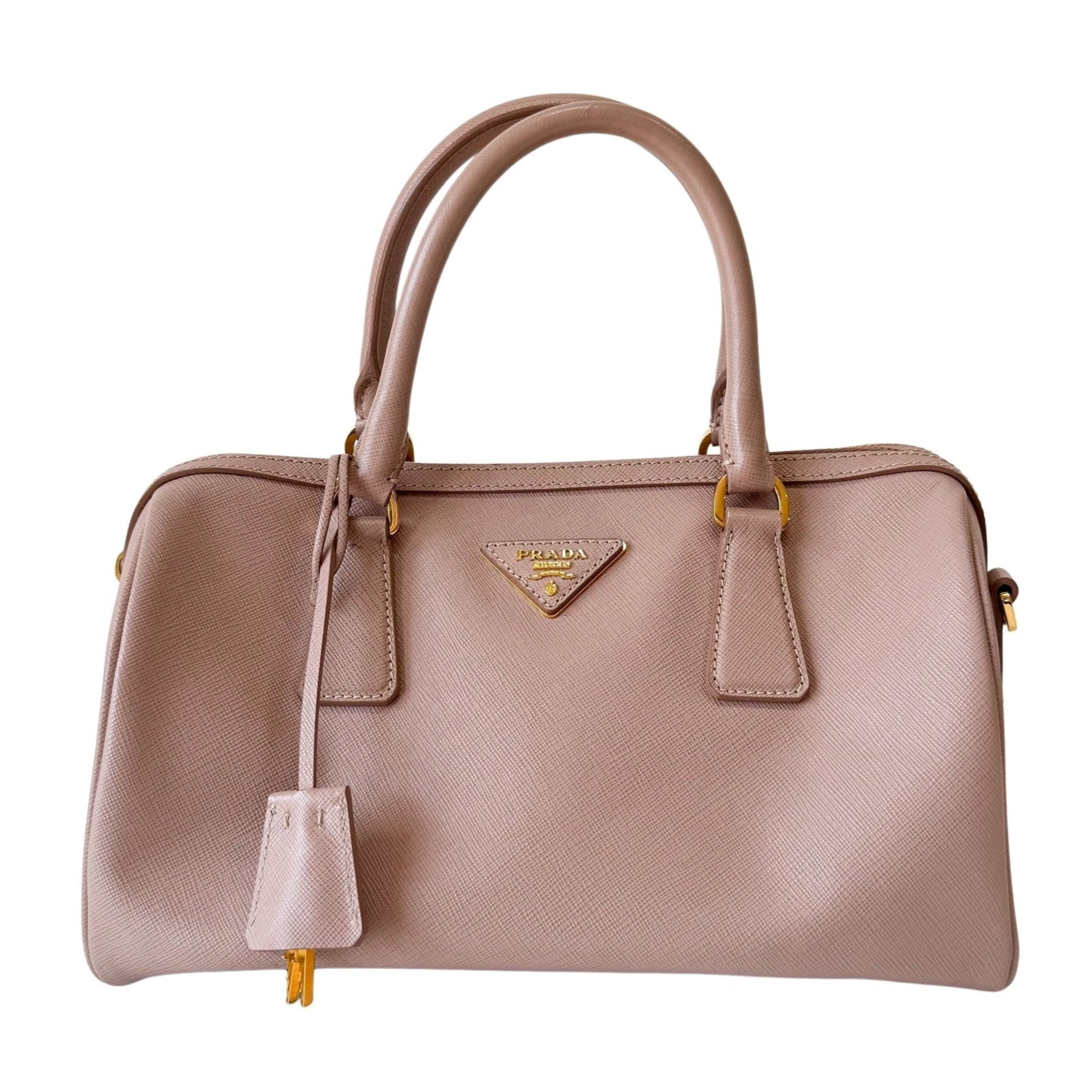PRADA Beige Pink Leather Top Handle Bag, in , Sold by HIVE PRELOVED - Handle Bags, Shoulder Bags,