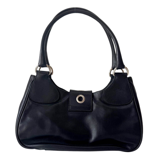 PRADA Belt Buckle Black Leather Shoulder Bag, in , Sold by HIVE PRELOVED - Shoulder Bags, ,