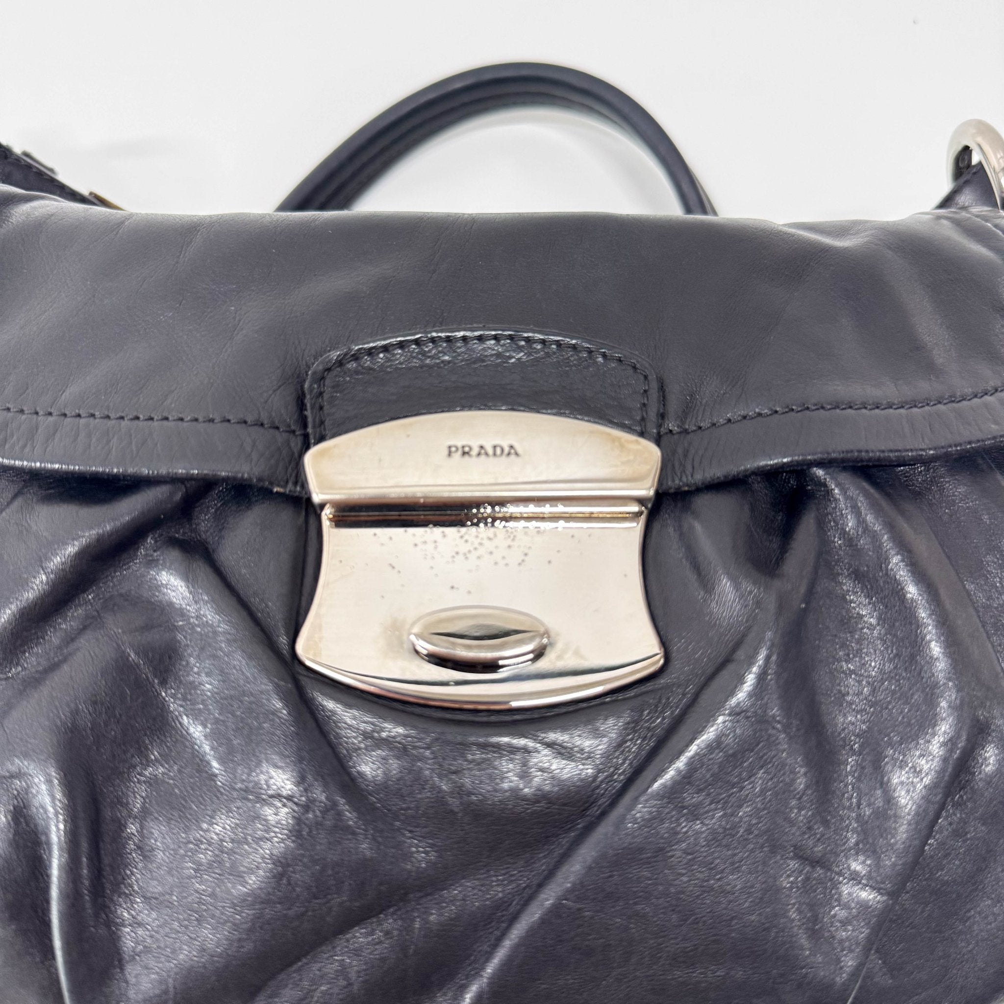 PRADA Black Calfskin Leather with SIlver Hardware Shoulder Bag, in , Sold by HIVE PRELOVED - Shoulder Bags, ,