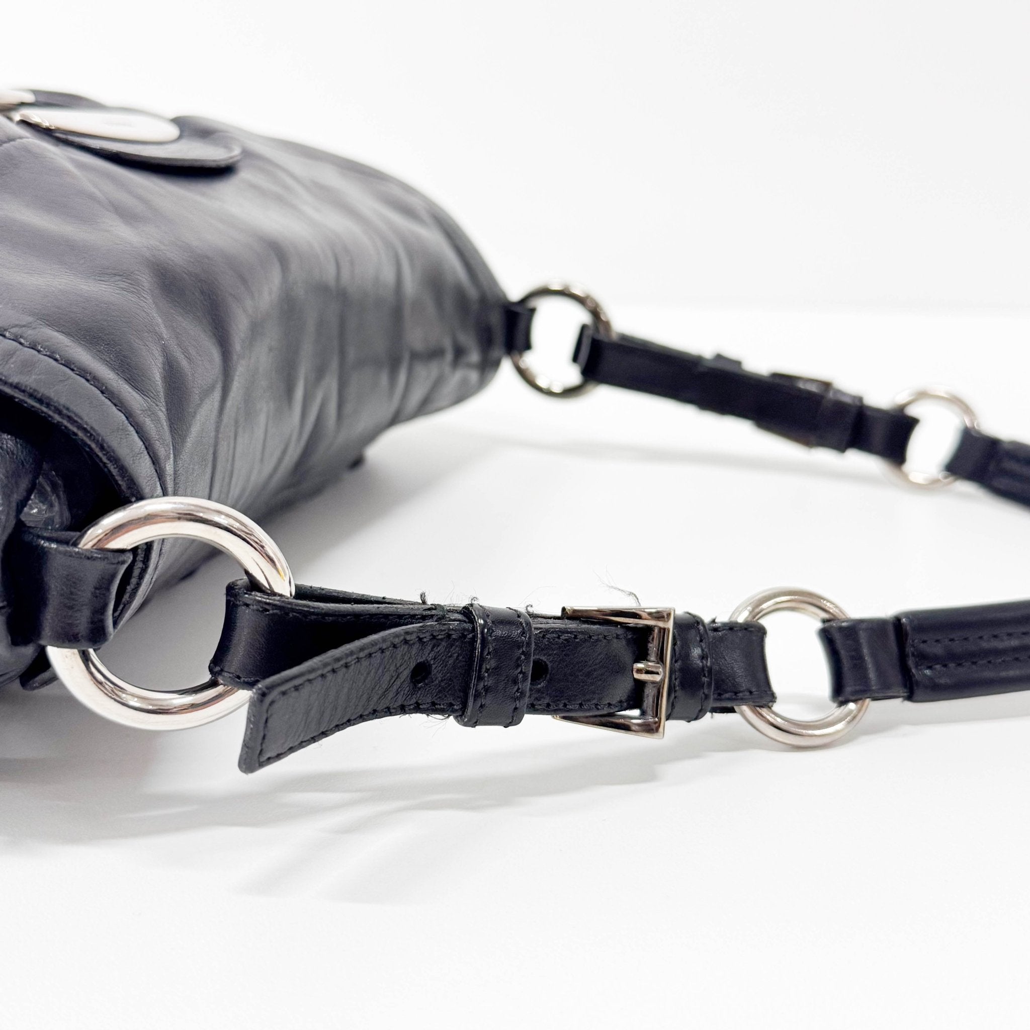 PRADA Black Calfskin Leather with SIlver Hardware Shoulder Bag, in , Sold by HIVE PRELOVED - Shoulder Bags, ,