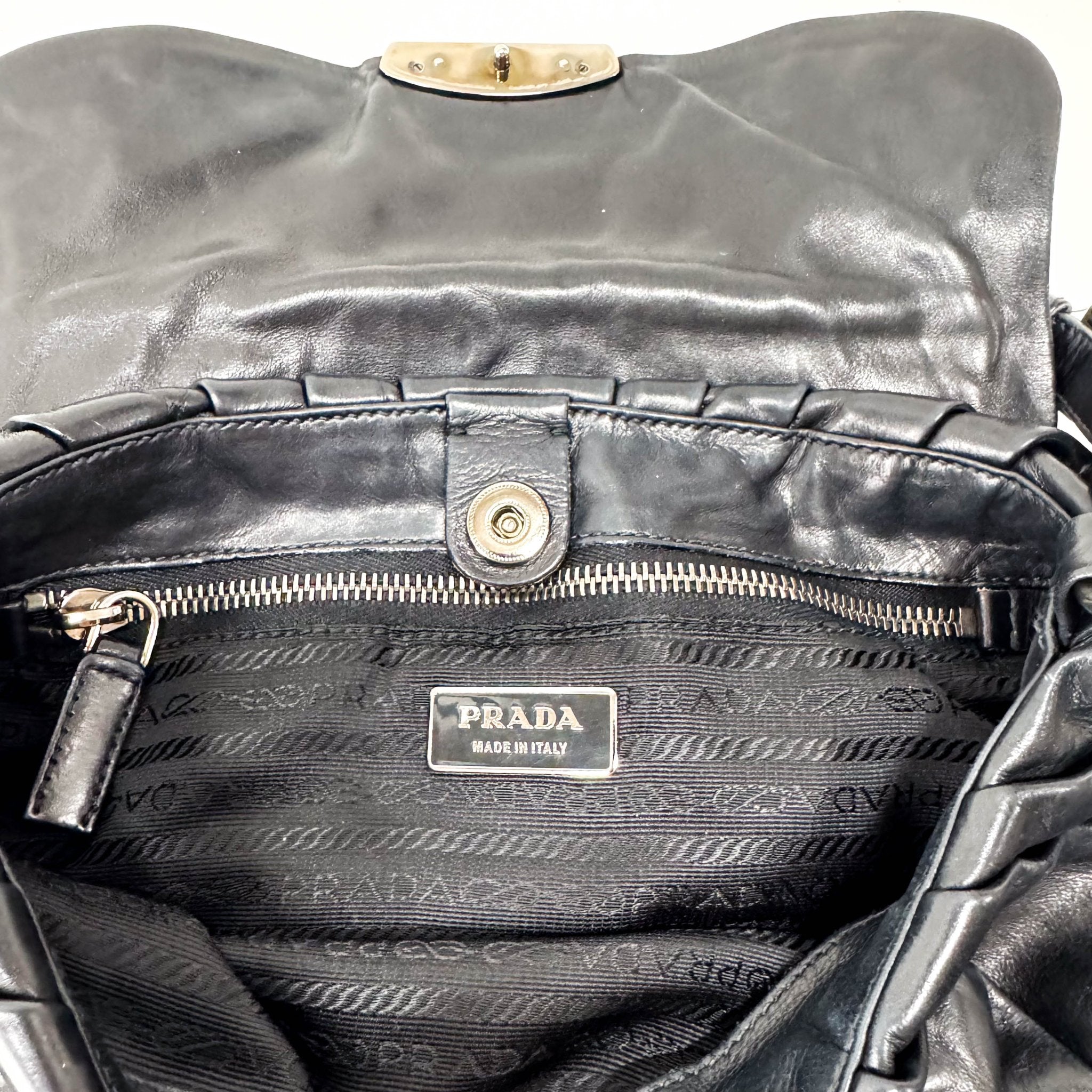 PRADA Black Calfskin Leather with SIlver Hardware Shoulder Bag, in , Sold by HIVE PRELOVED - Shoulder Bags, ,