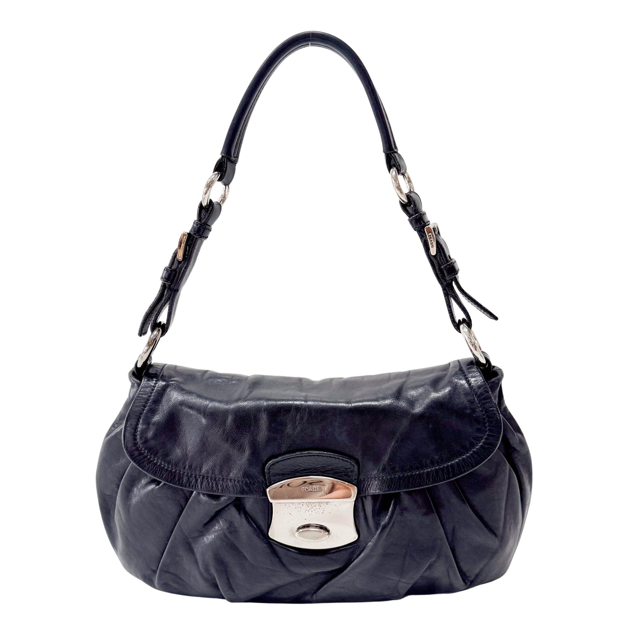 PRADA Black Calfskin Leather with SIlver Hardware Shoulder Bag, in , Sold by HIVE PRELOVED - Shoulder Bags, ,
