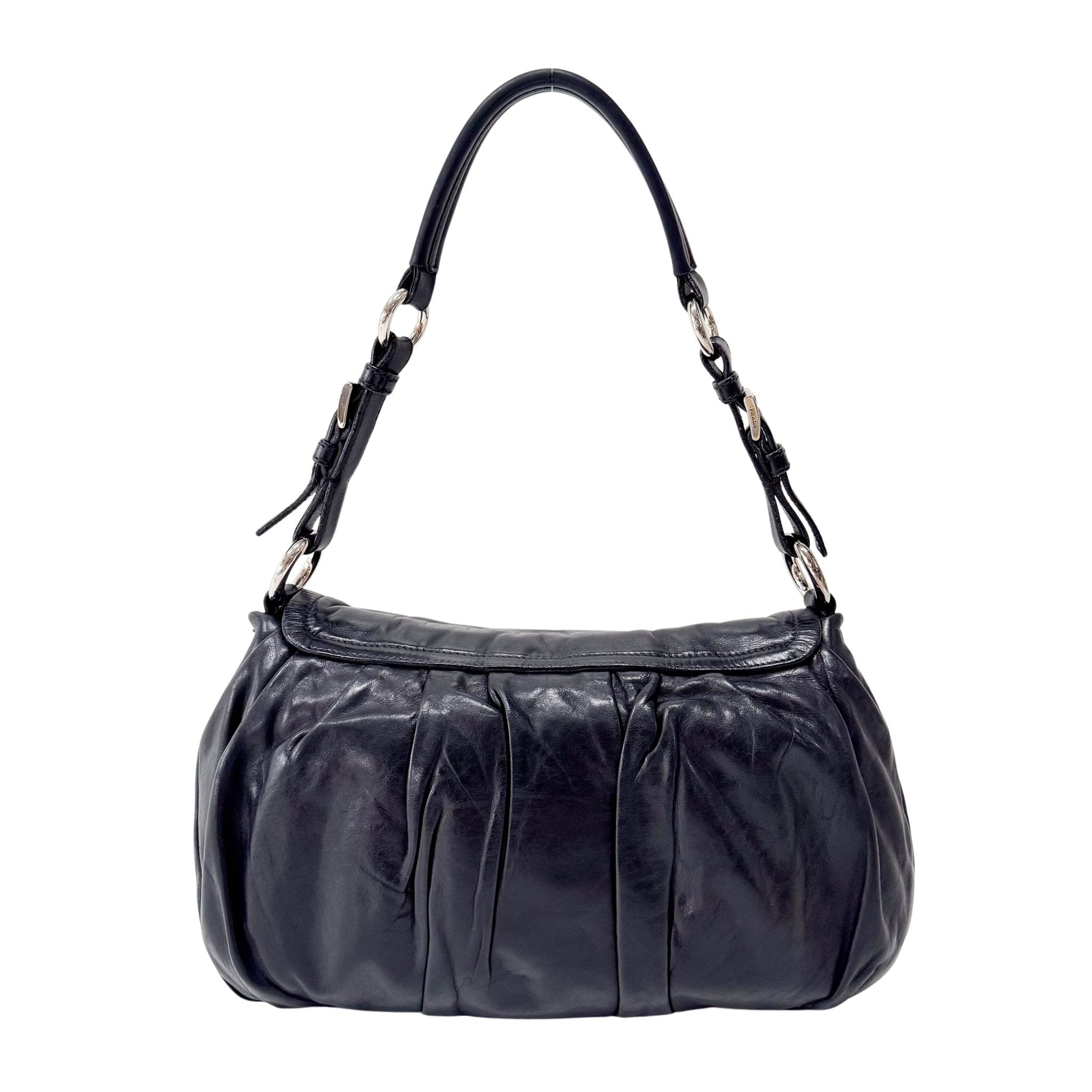 PRADA Black Calfskin Leather with SIlver Hardware Shoulder Bag, in , Sold by HIVE PRELOVED - Shoulder Bags, ,