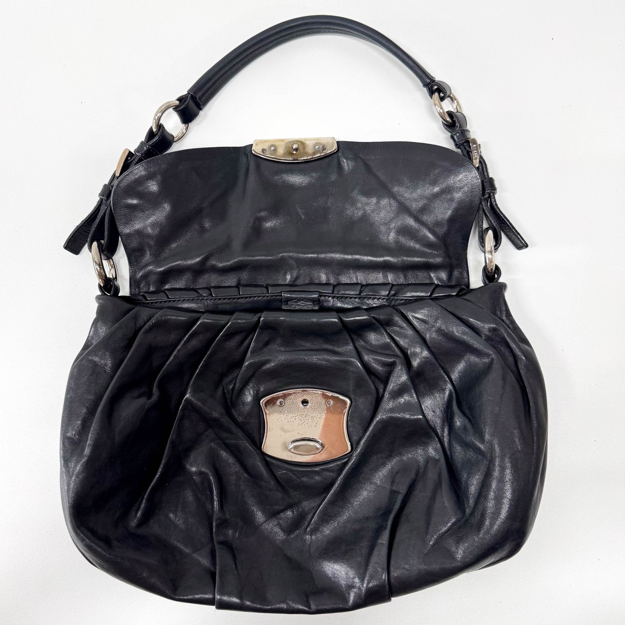 PRADA Black Calfskin Leather with SIlver Hardware Shoulder Bag, in , Sold by HIVE PRELOVED - Shoulder Bags, ,