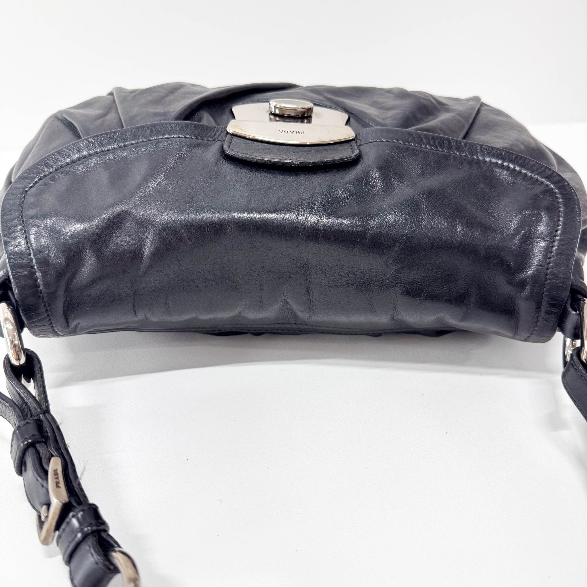 PRADA Black Calfskin Leather with SIlver Hardware Shoulder Bag, in , Sold by HIVE PRELOVED - Shoulder Bags, ,