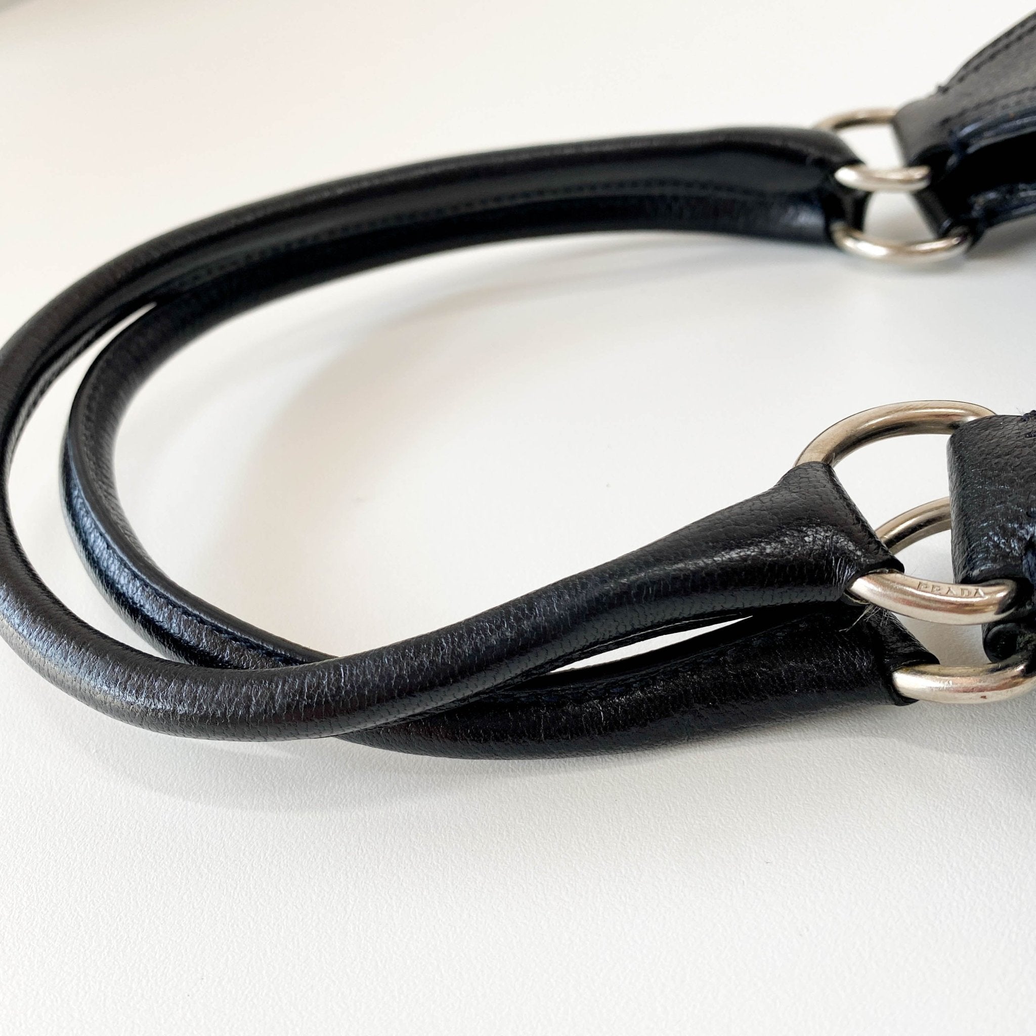 PRADA Black Denim and Leather Shoulder Bag, in , Sold by HIVE PRELOVED - Shoulder Bags, ,