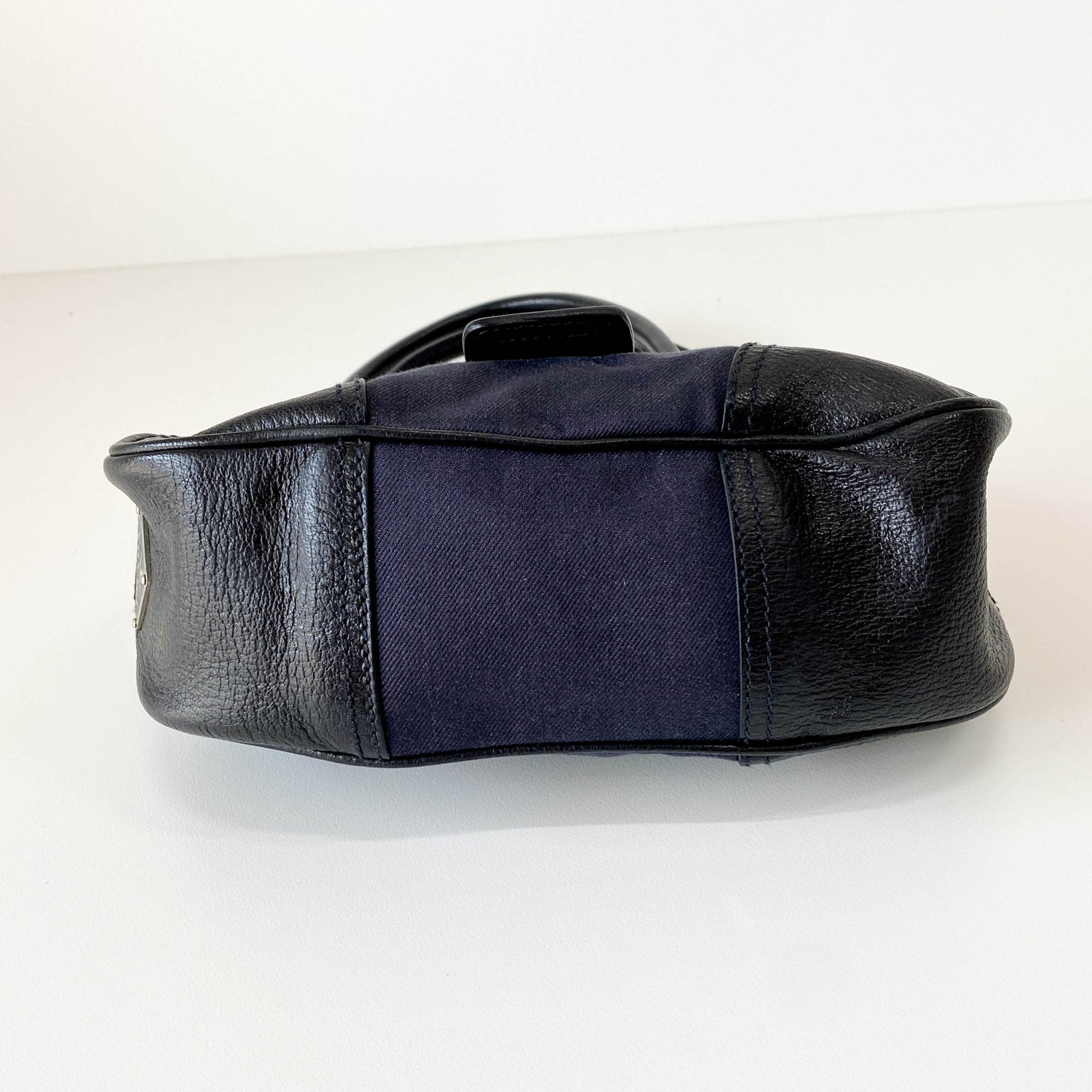 PRADA Black Denim and Leather Shoulder Bag, in , Sold by HIVE PRELOVED - Shoulder Bags, ,