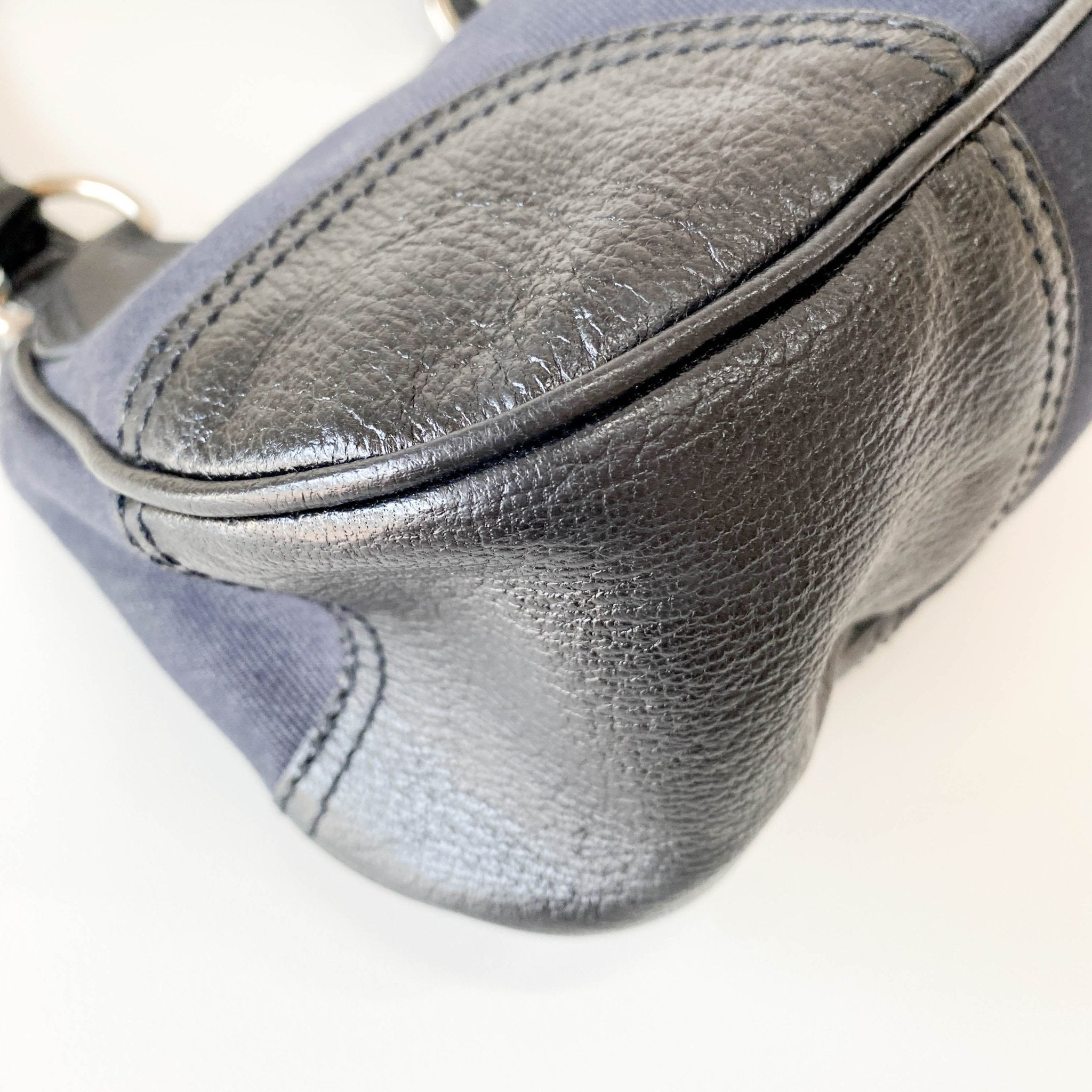 PRADA Black Denim and Leather Shoulder Bag, in , Sold by HIVE PRELOVED - Shoulder Bags, ,