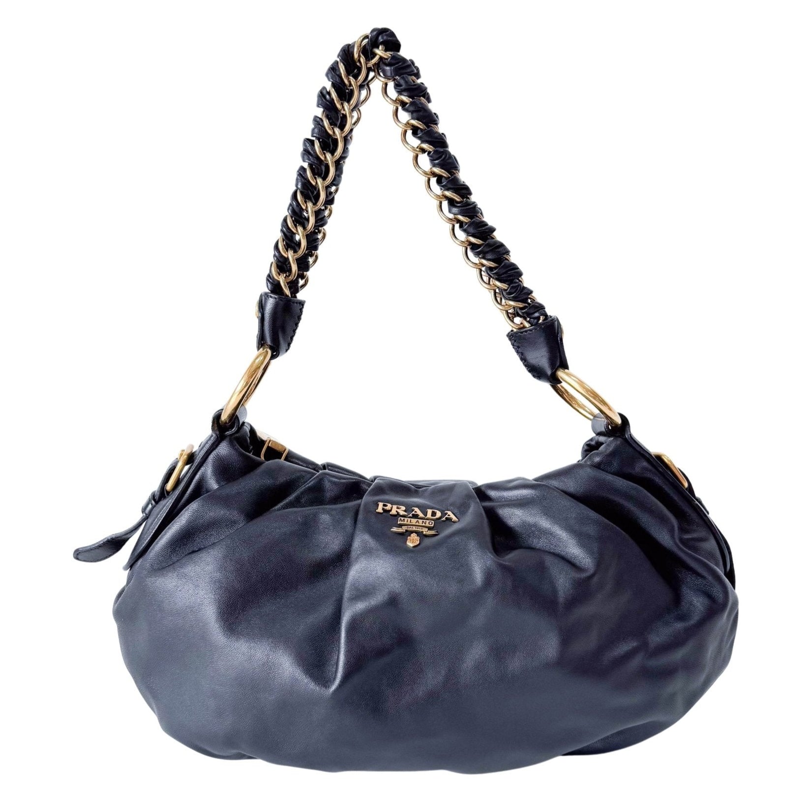 PRADA Black Leather Chain Shoulder Bag, in , Sold by HIVE PRELOVED - Handle Bags, ,