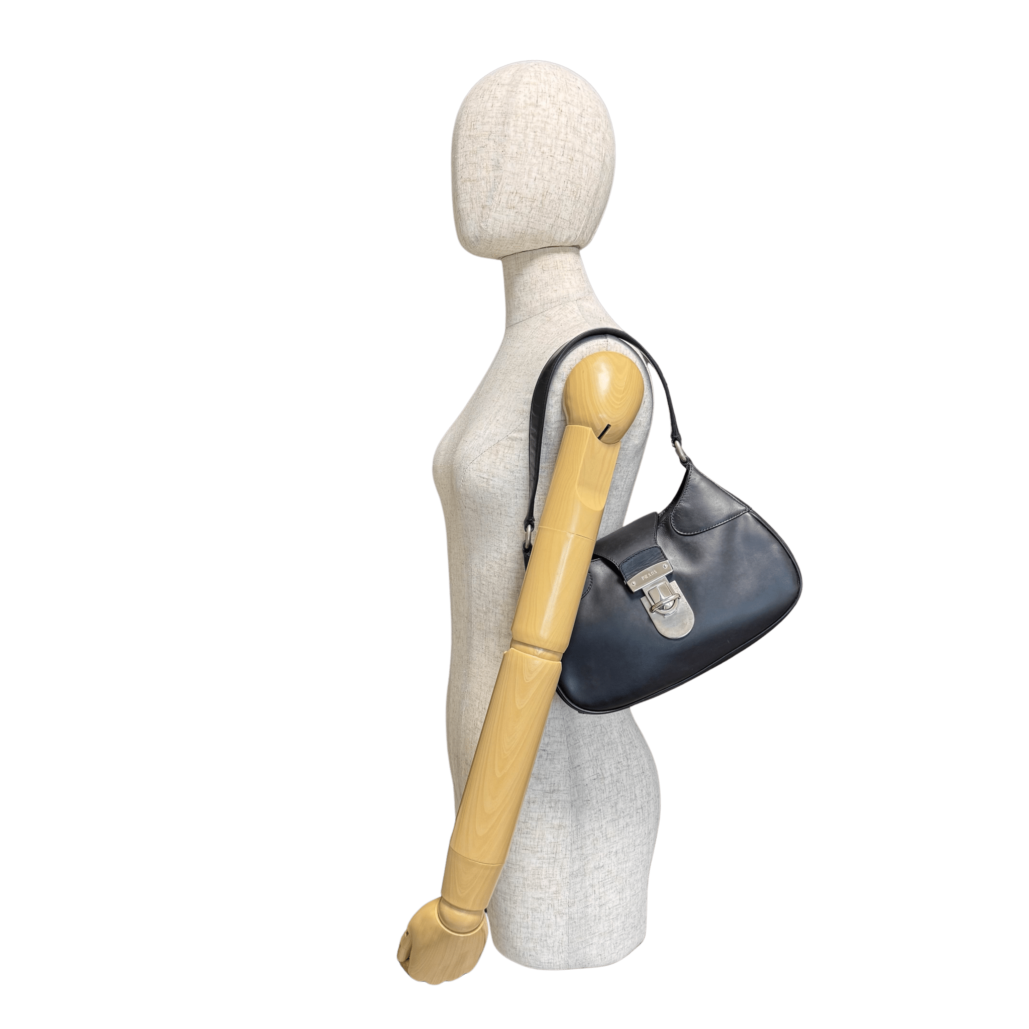 PRADA Black Leather Hobo Shoulder Bag, in , Sold by HIVE PRELOVED - Shoulder Bags, ,