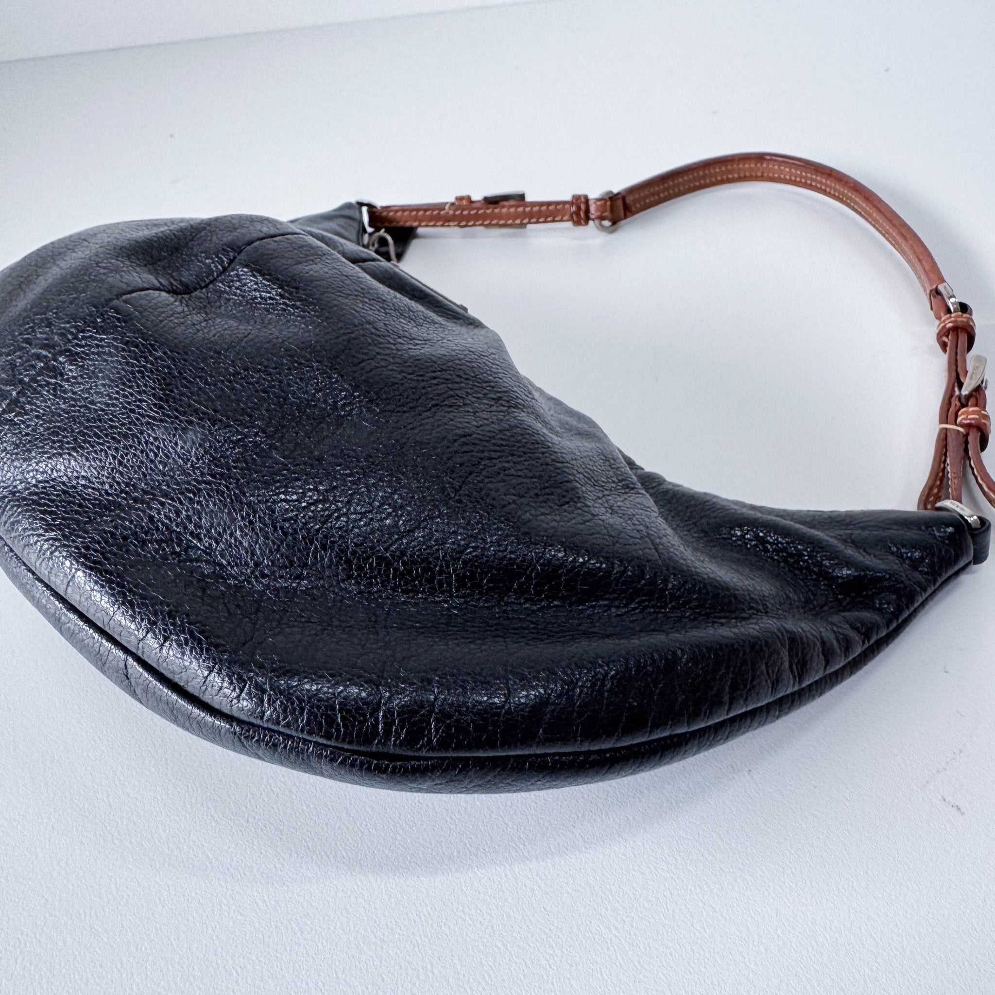 PRADA Black Leather Hobo Shoulder Bag, in , Sold by HIVE PRELOVED - Shoulder Bags, ,