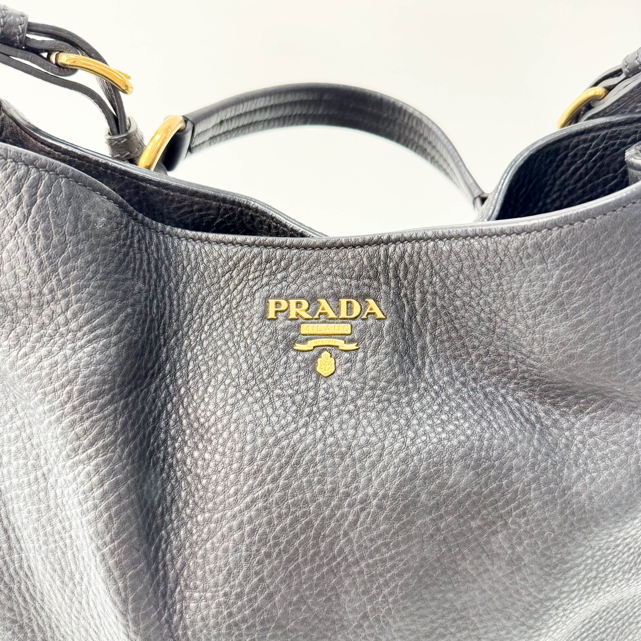 PRADA Black Leather Hobo Shoulder Bag, in , Sold by HIVE PRELOVED - Shoulder Bags, ,