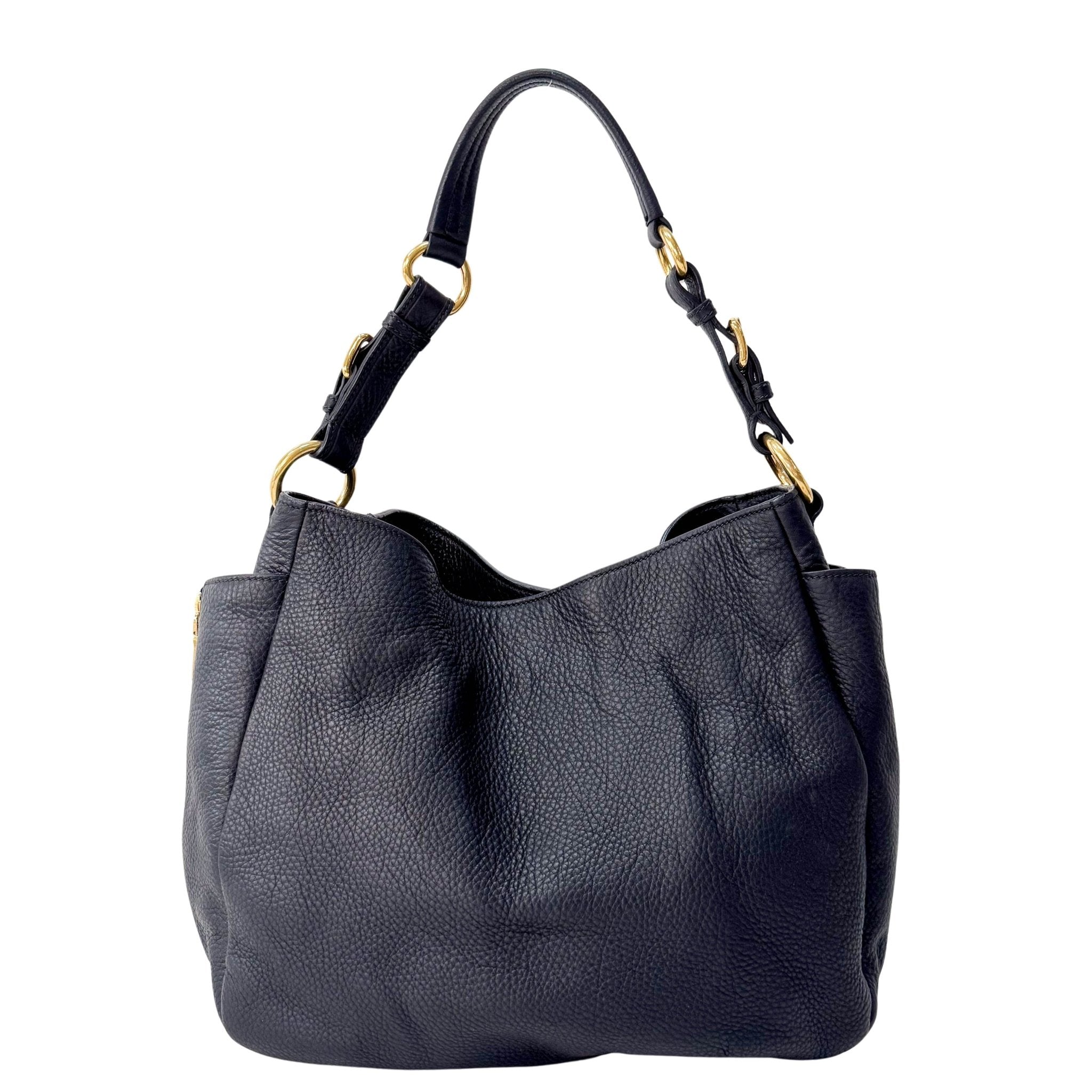 PRADA Black Leather Hobo Shoulder Bag, in , Sold by HIVE PRELOVED - Shoulder Bags, ,