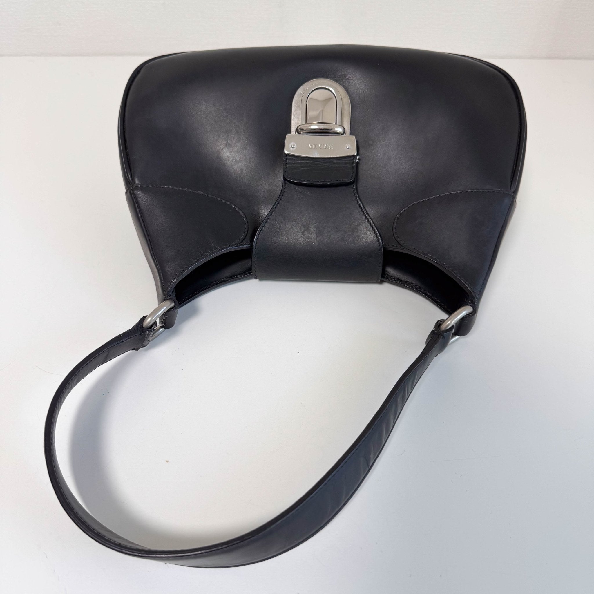 PRADA Black Leather Hobo Shoulder Bag, in , Sold by HIVE PRELOVED - Shoulder Bags, ,