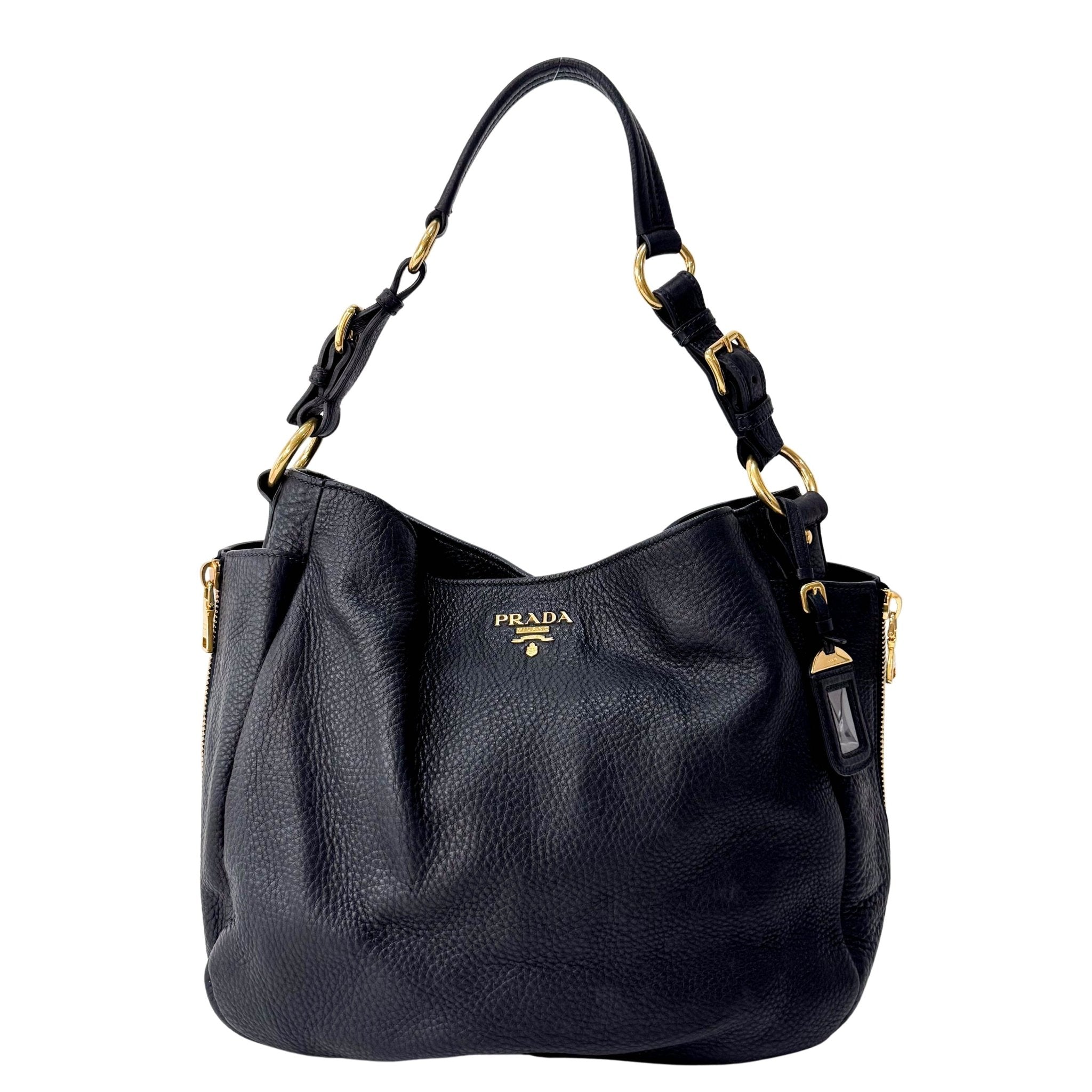 PRADA Black Leather Hobo Shoulder Bag, in , Sold by HIVE PRELOVED - Shoulder Bags, ,