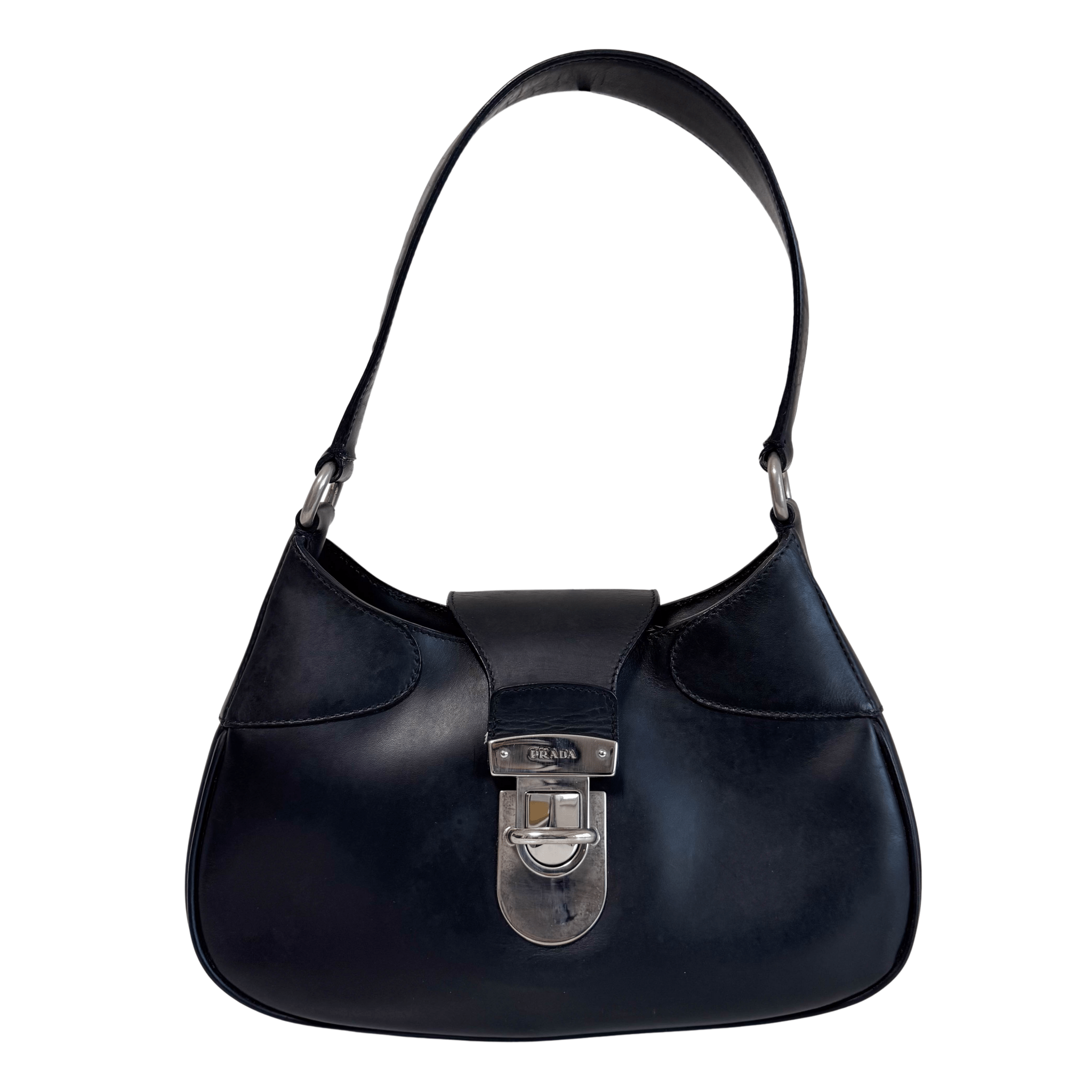 PRADA Black Leather Hobo Shoulder Bag, in , Sold by HIVE PRELOVED - Shoulder Bags, ,