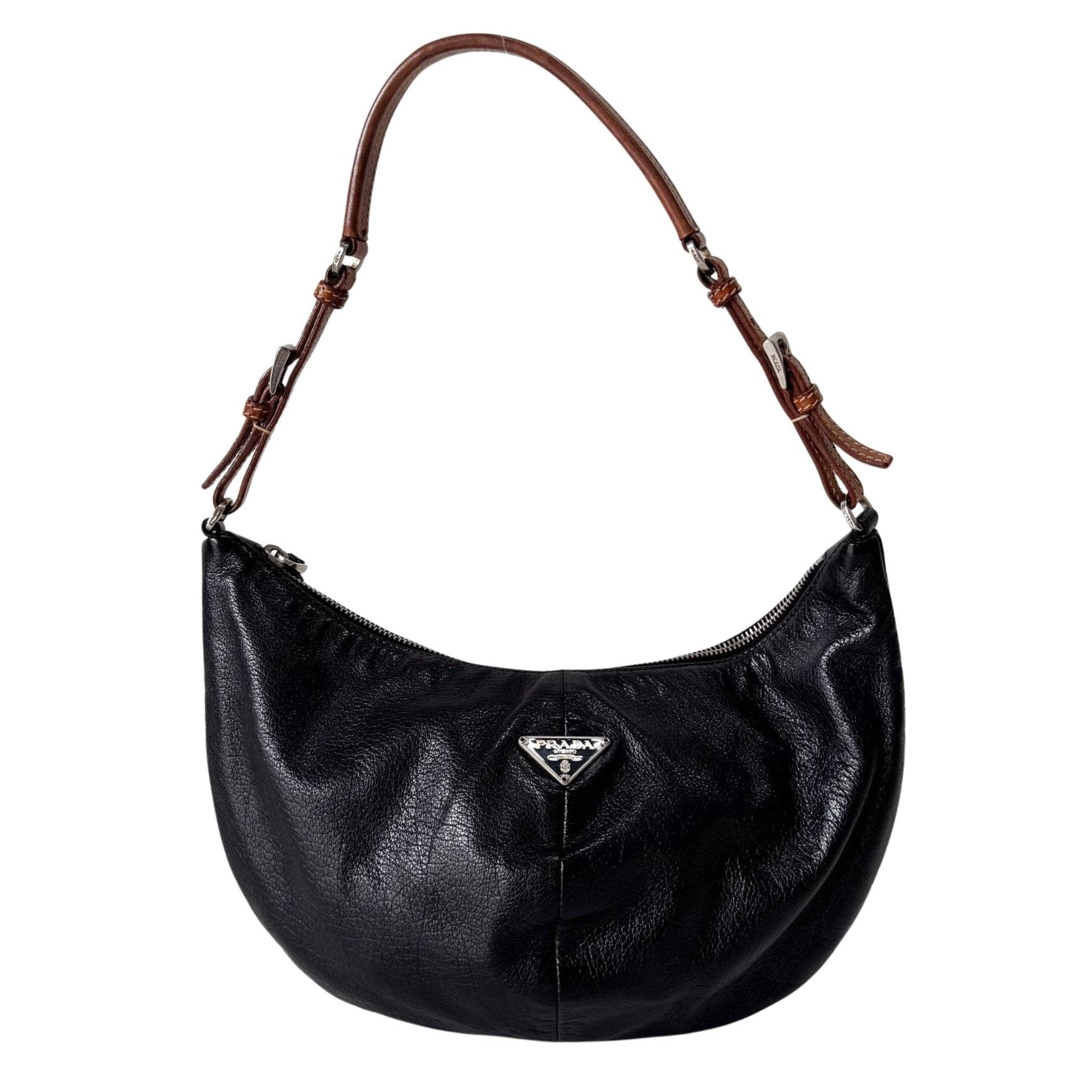 PRADA Black Leather Hobo Shoulder Bag, in , Sold by HIVE PRELOVED - Shoulder Bags, ,