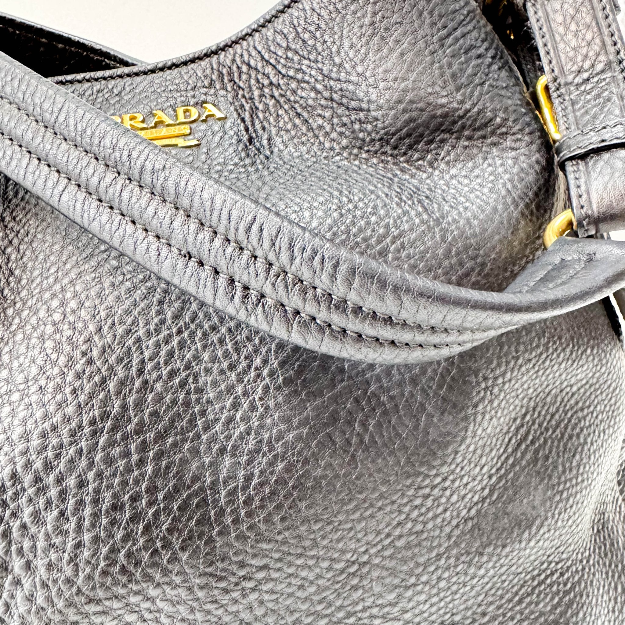 PRADA Black Leather Hobo Shoulder Bag, in , Sold by HIVE PRELOVED - Shoulder Bags, ,