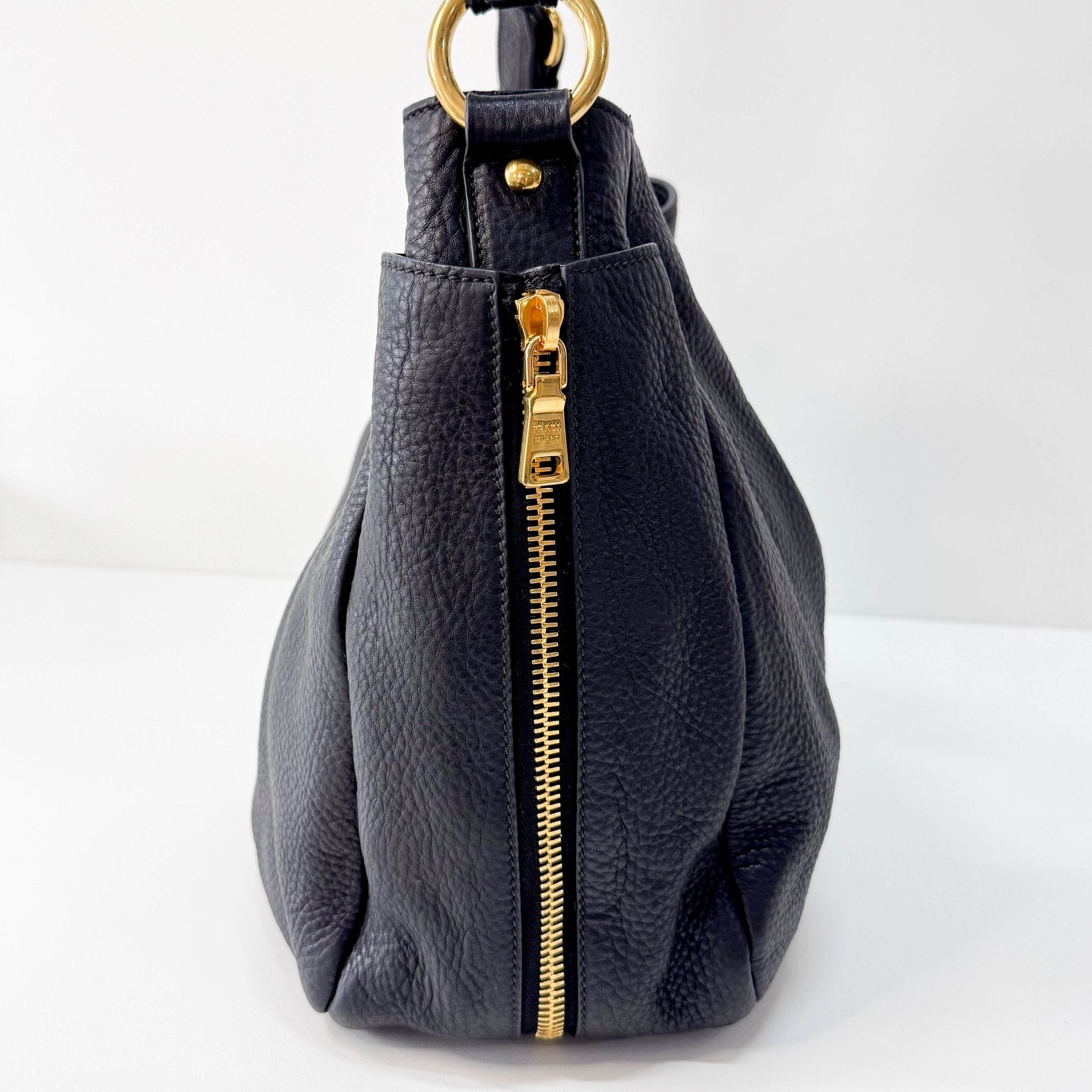 PRADA Black Leather Hobo Shoulder Bag, in , Sold by HIVE PRELOVED - Shoulder Bags, ,