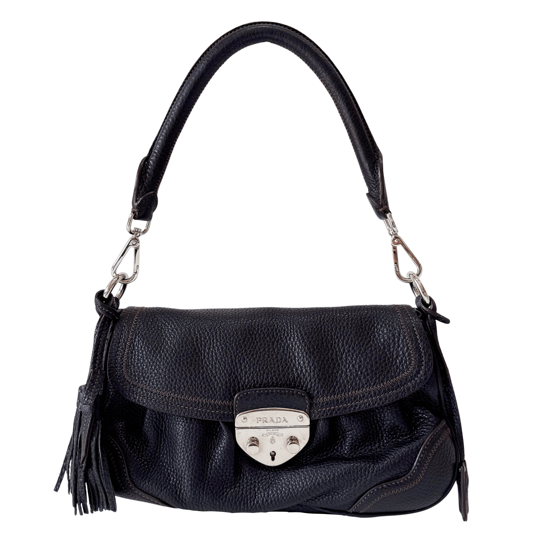 PRADA Black Leather Shoulder Bag, in , Sold by HIVE PRELOVED - Shoulder Bags, ,