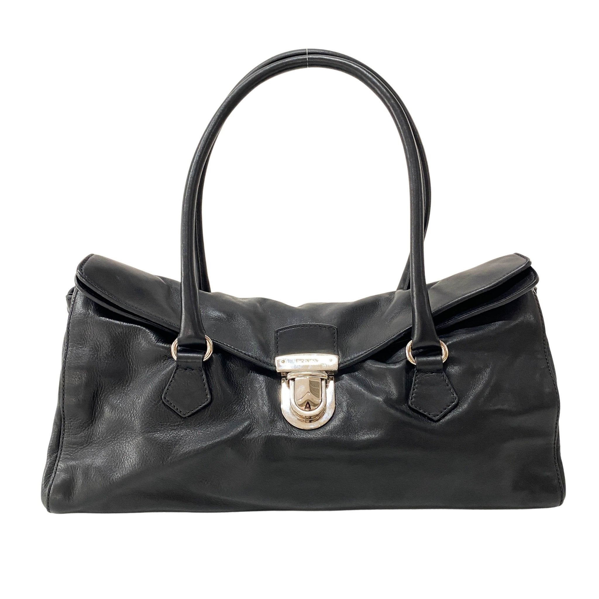 PRADA Black Leather Top Handle Shoulder Bag, in , Sold by HIVE PRELOVED - Shoulder Bags, ,