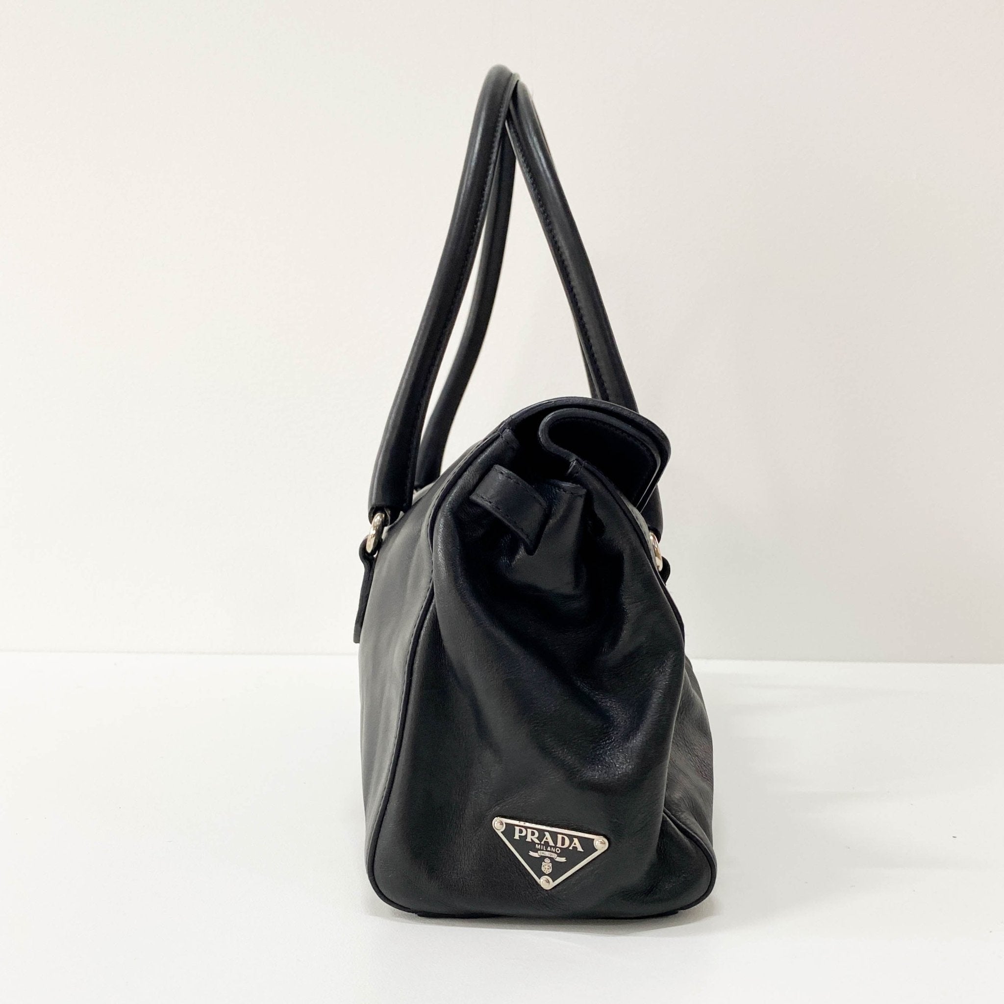 PRADA Black Leather Top Handle Shoulder Bag, in , Sold by HIVE PRELOVED - Shoulder Bags, ,