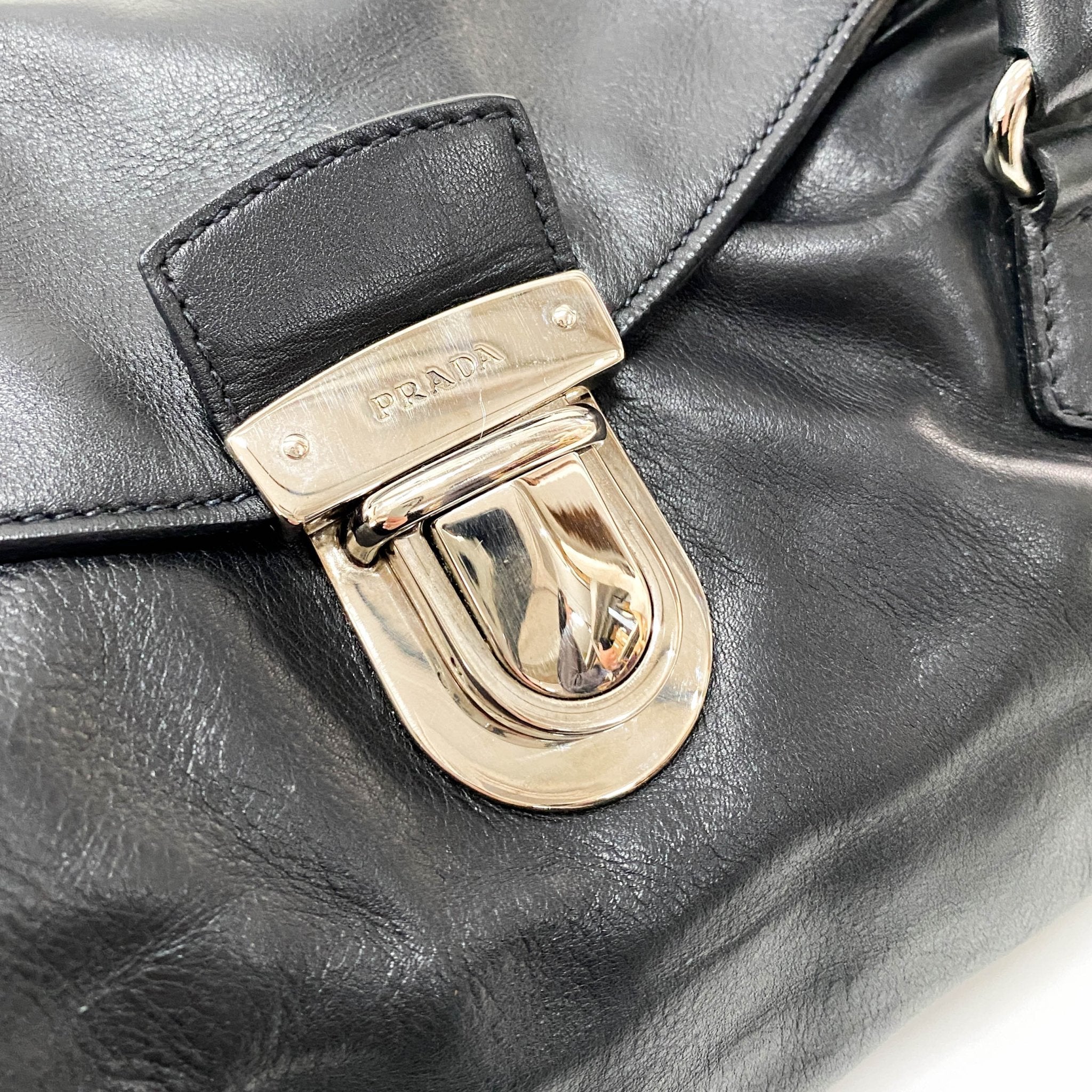 PRADA Black Leather Top Handle Shoulder Bag, in , Sold by HIVE PRELOVED - Shoulder Bags, ,