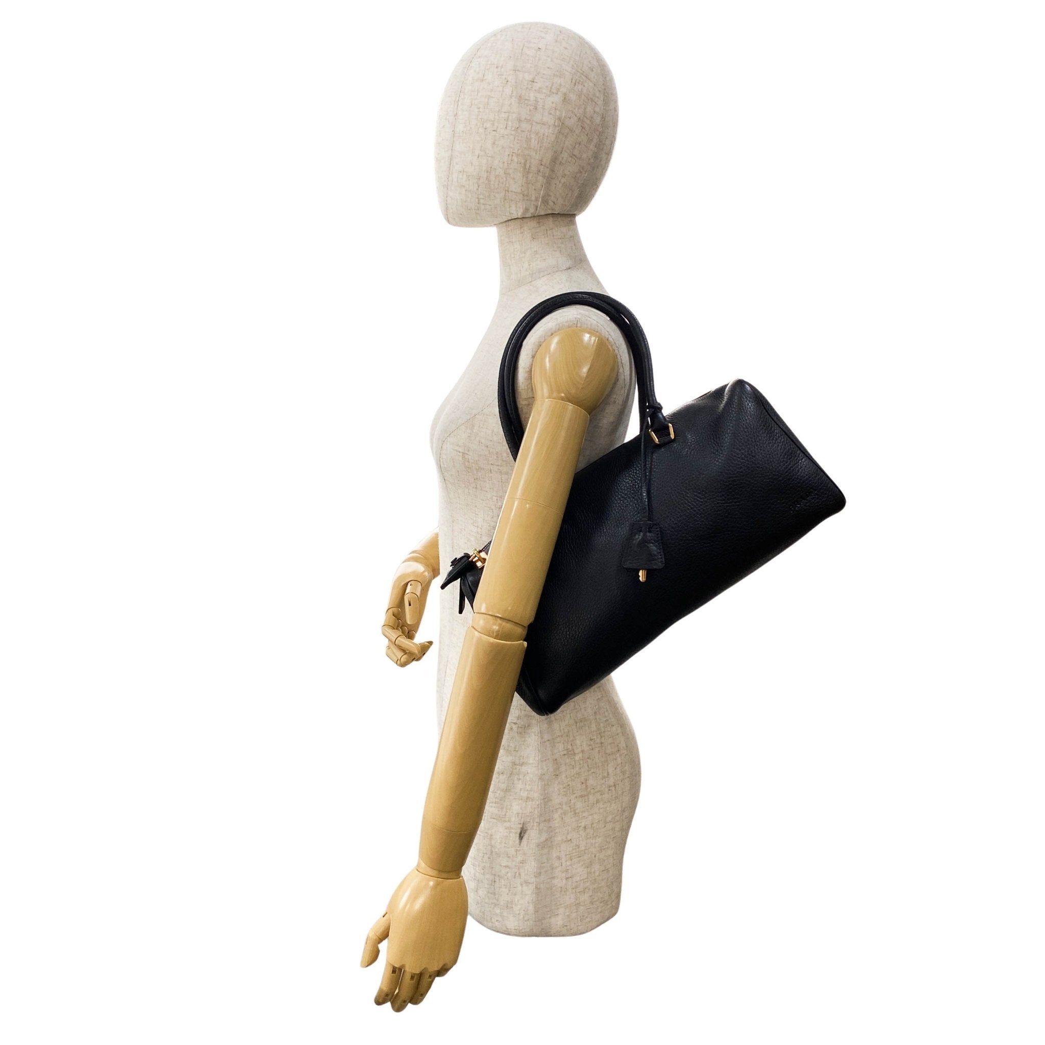 PRADA Black Leather Top Handle Shoulder Bag, in , Sold by HIVE PRELOVED - Shoulder Bags, ,