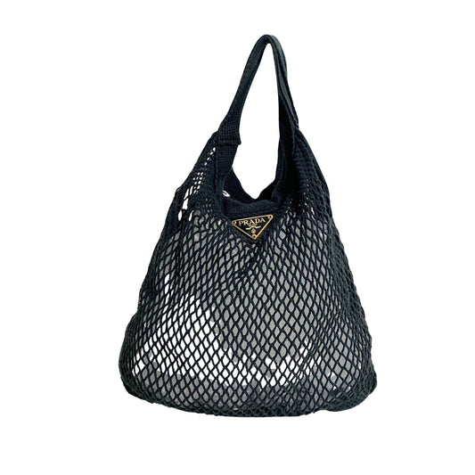 PRADA Black Mesh Fishnet Tote Bag, in , Sold by HIVE PRELOVED - Handle Bags, ,