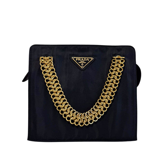 PRADA Black Nylon Gold Chain Handbag, in , Sold by HIVE PRELOVED - Handle Bags, ,