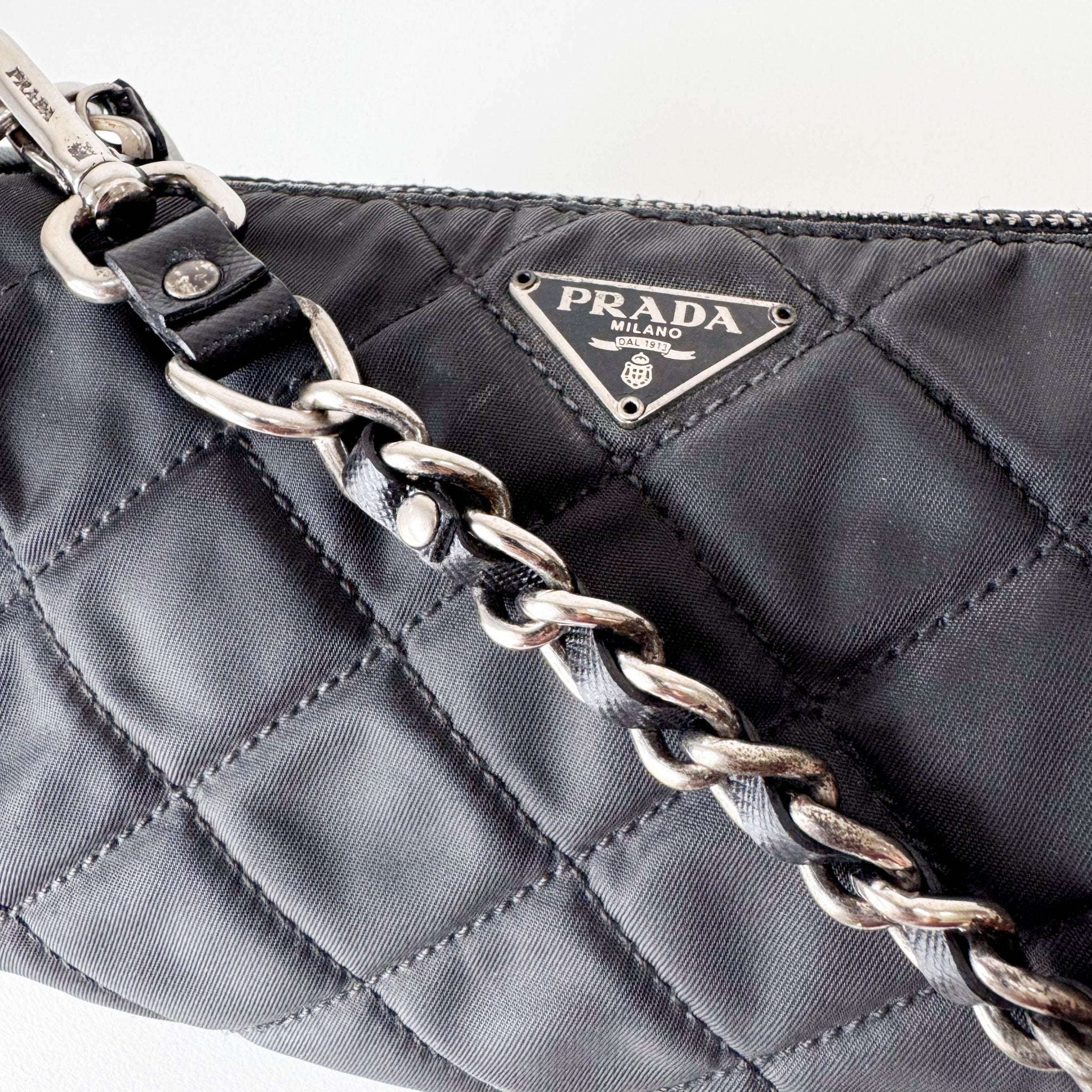 PRADA Black Nylon Quilted Chain Shoulder Bag, in , Sold by HIVE PRELOVED - Shoulder Bags, ,