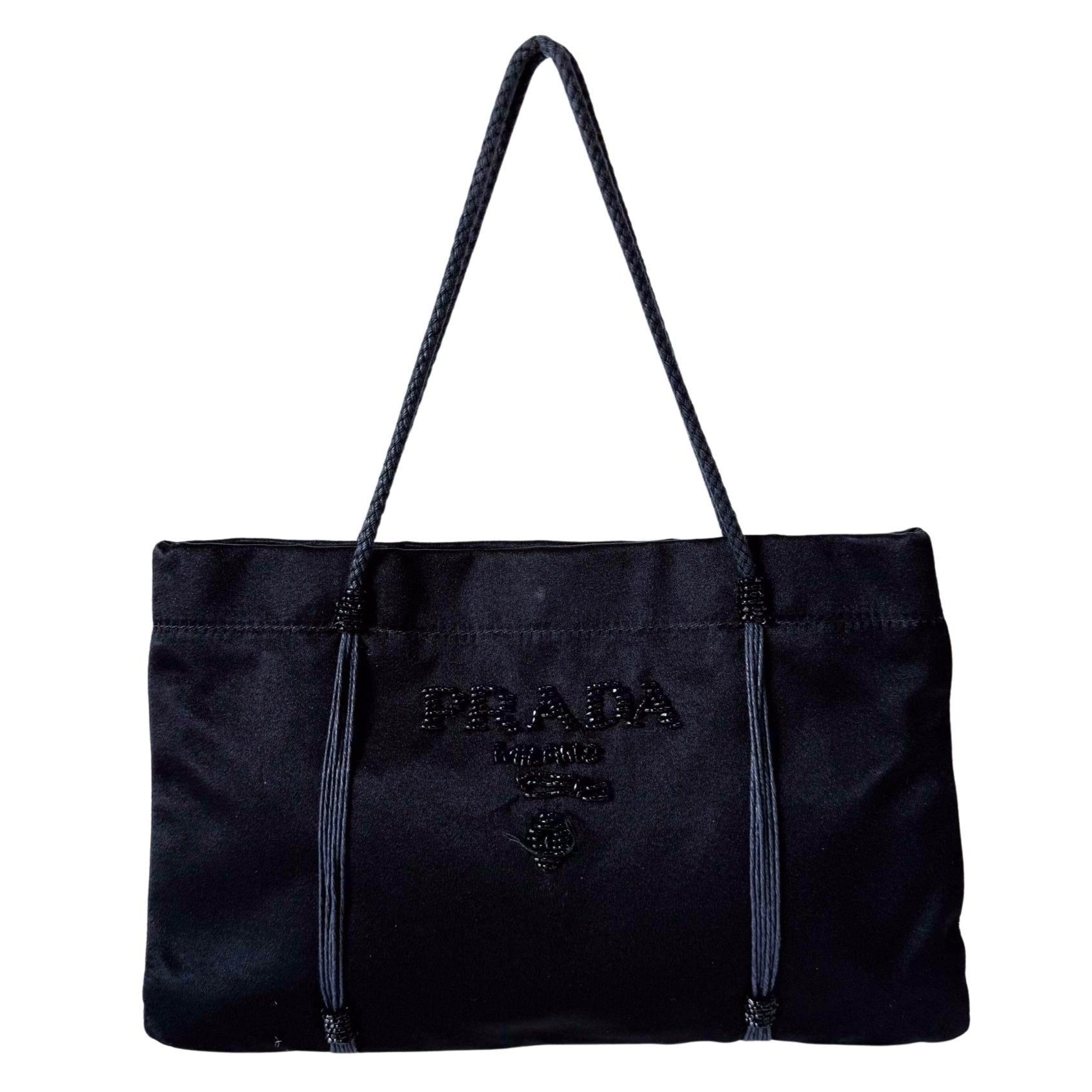 PRADA Black Satin Beaded Hand Bag, in , Sold by HIVE PRELOVED - Handle Bags, ,